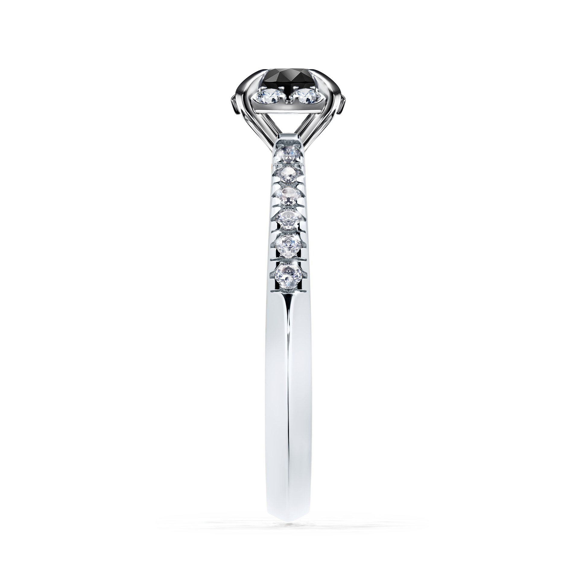 Pierścionek zaręczynowy My Princess z białego złota z czarnym diamentem 0,47CT