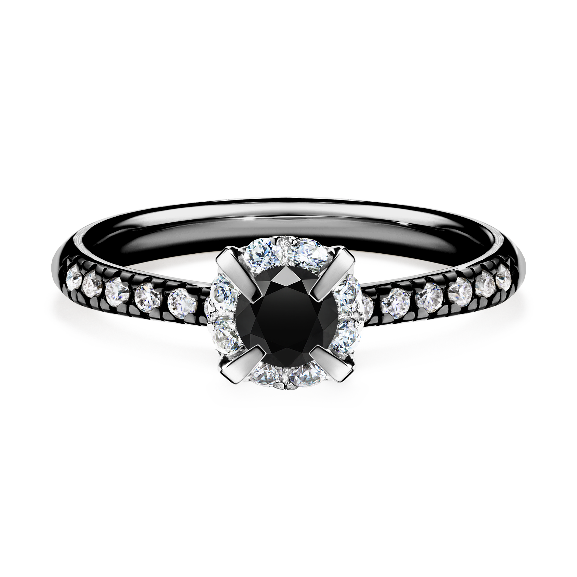 Pierścionek zaręczynowy My Princess z czarnego złota z czarnym diamentem 0,47CT