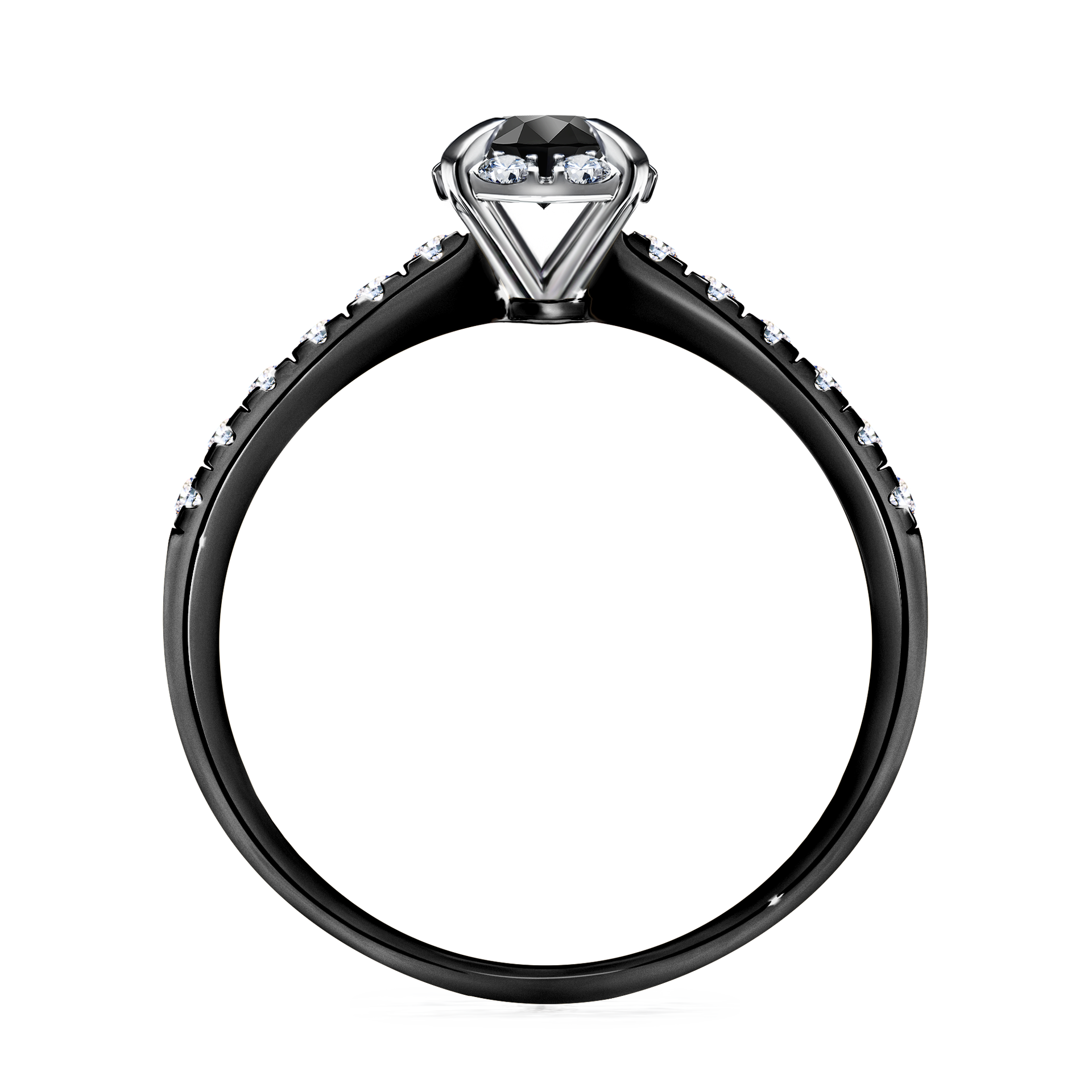 Pierścionek zaręczynowy My Princess z czarnego złota z czarnym diamentem 0,47CT