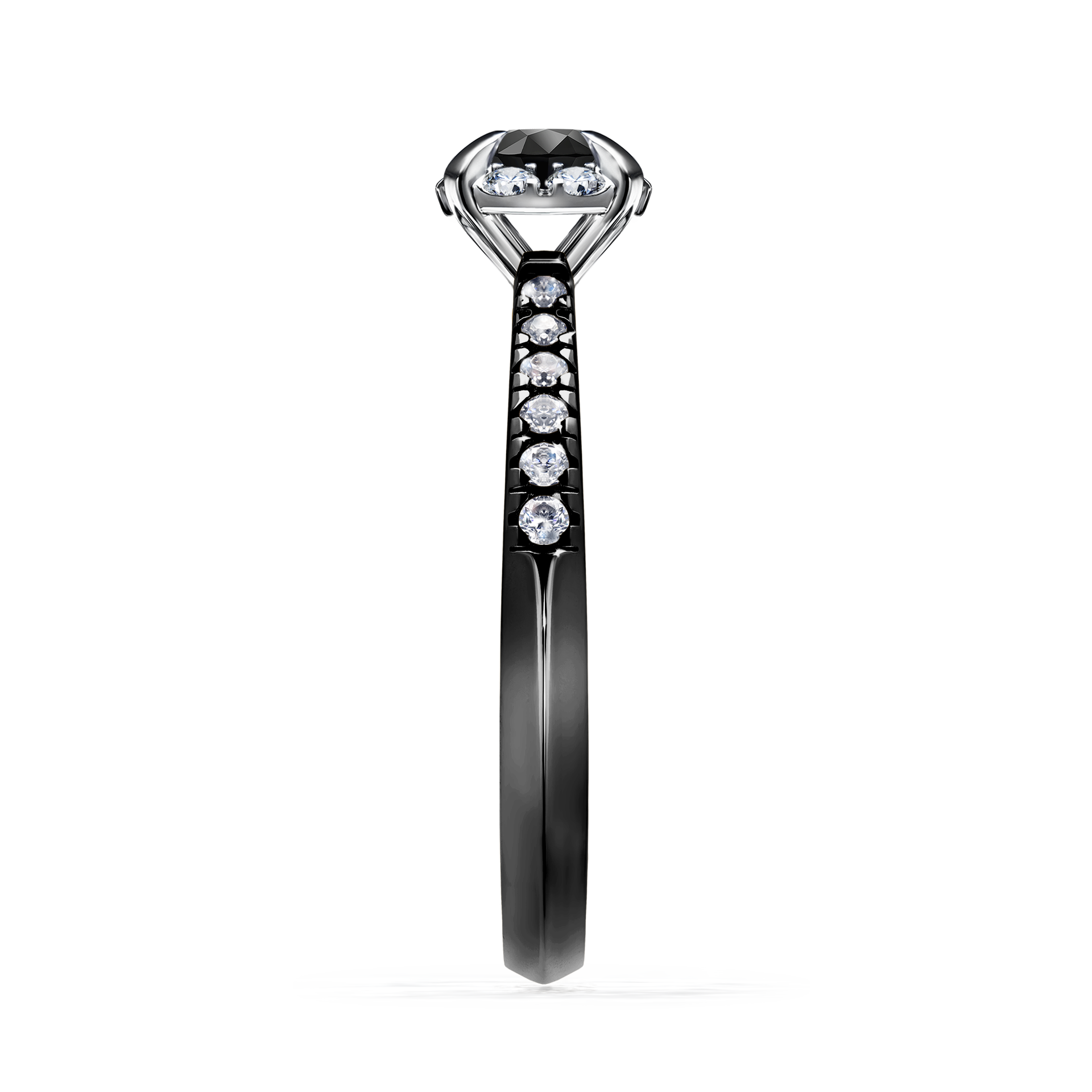 Pierścionek zaręczynowy My Princess z czarnego złota z czarnym diamentem 0,47CT
