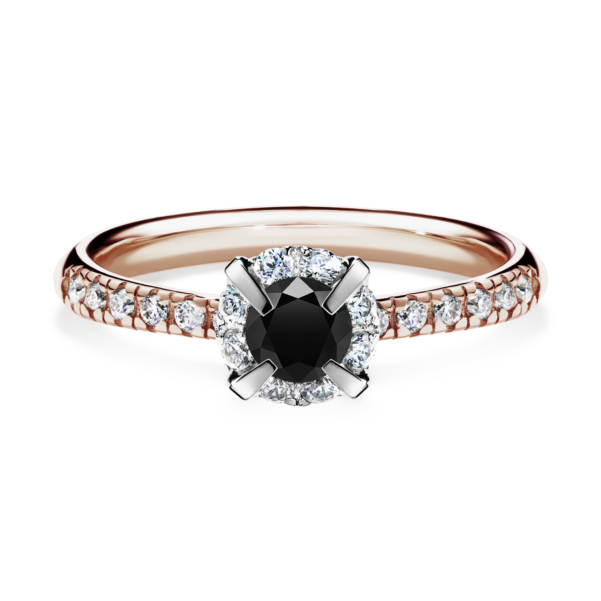 Pierścionek zaręczynowy My Princess z różowego złota z czarnym diamentem 0,47CT