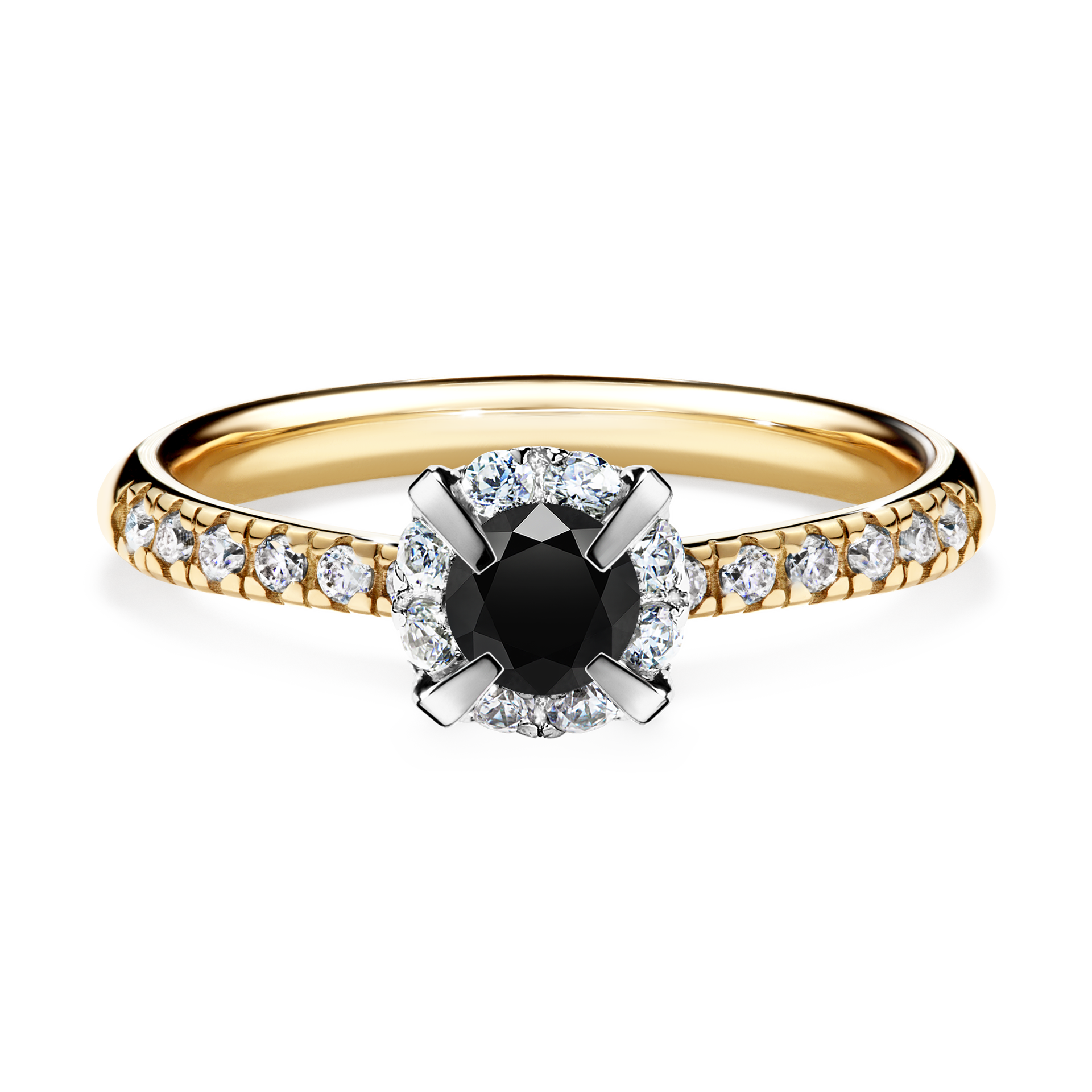 Pierścionek zaręczynowy My Princess z żółtego złota z czarnym diamentem 0,47CT