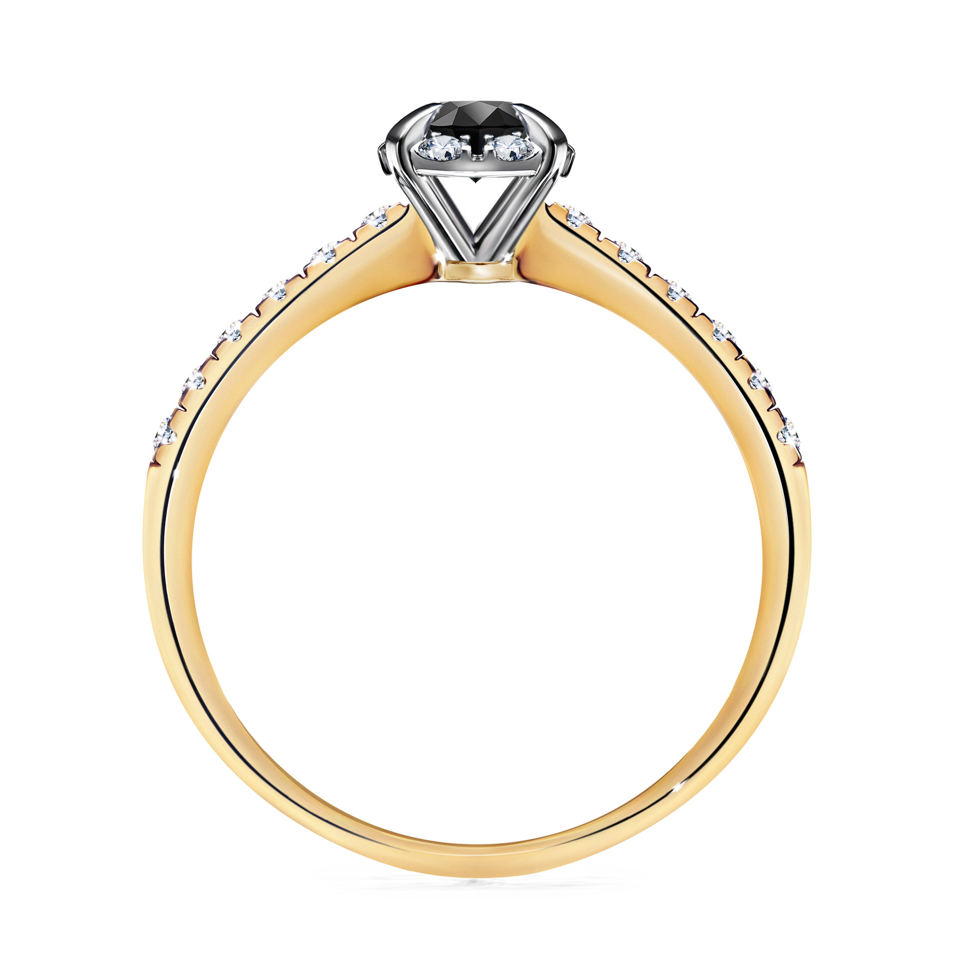 Pierścionek zaręczynowy My Princess z żółtego złota z czarnym diamentem 0,47CT
