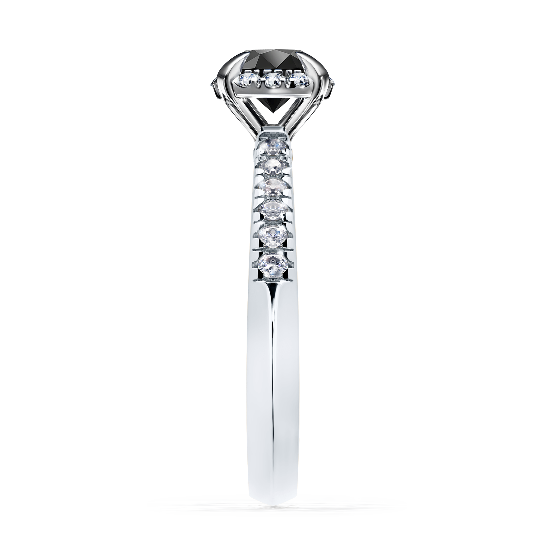 Pierścionek zaręczynowy My Princess z białego złota z czarnym diamentem 0,76CT