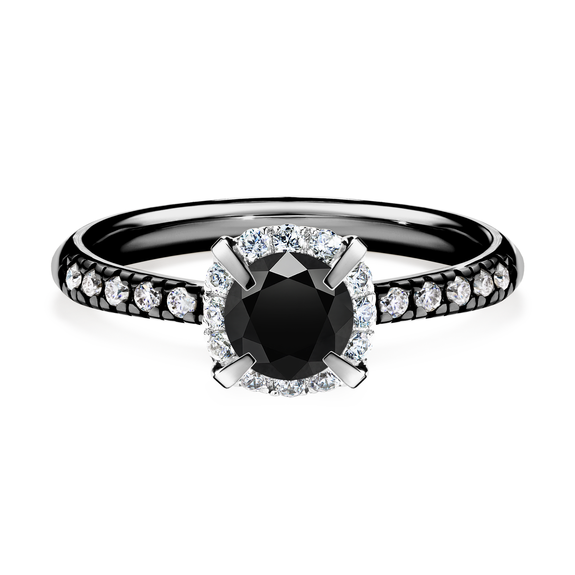 Pierścionek zaręczynowy My Princess z czarnego złota z czarnym diamentem 0,76CT
