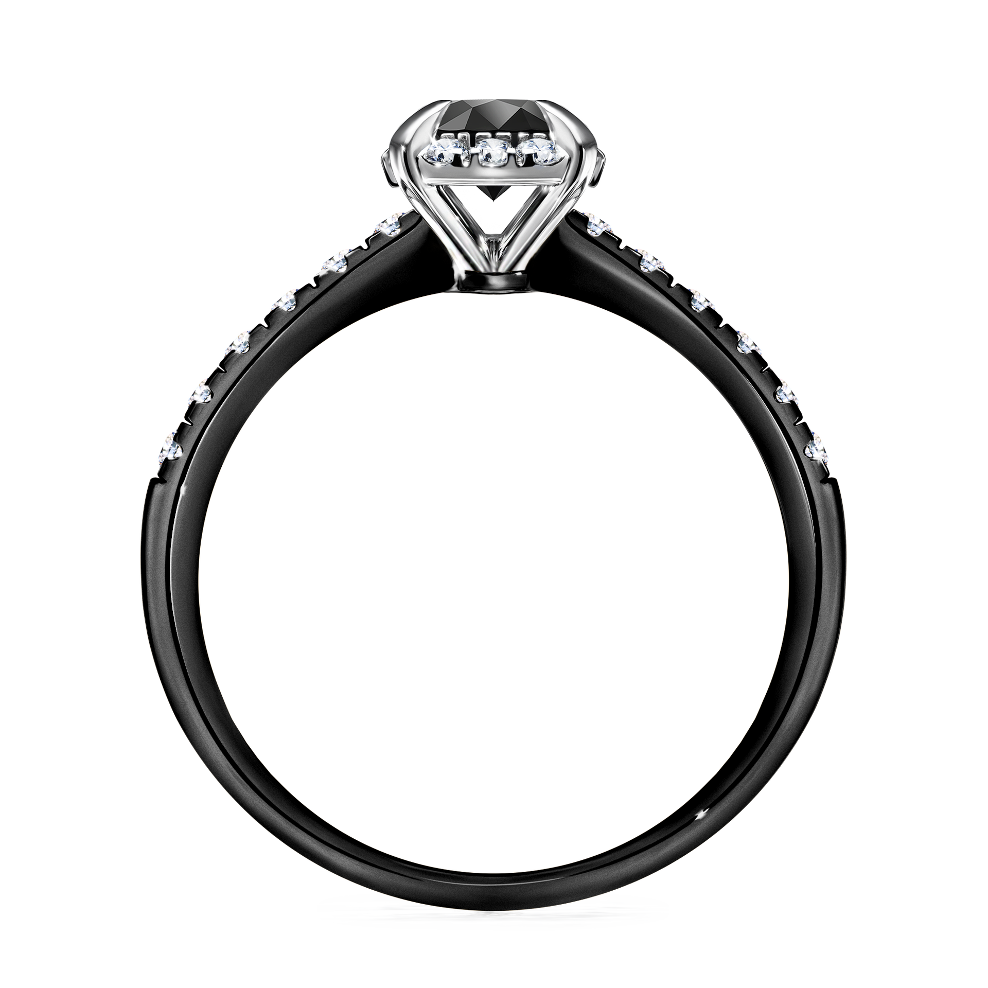 Pierścionek zaręczynowy My Princess z czarnego złota z czarnym diamentem 0,76CT