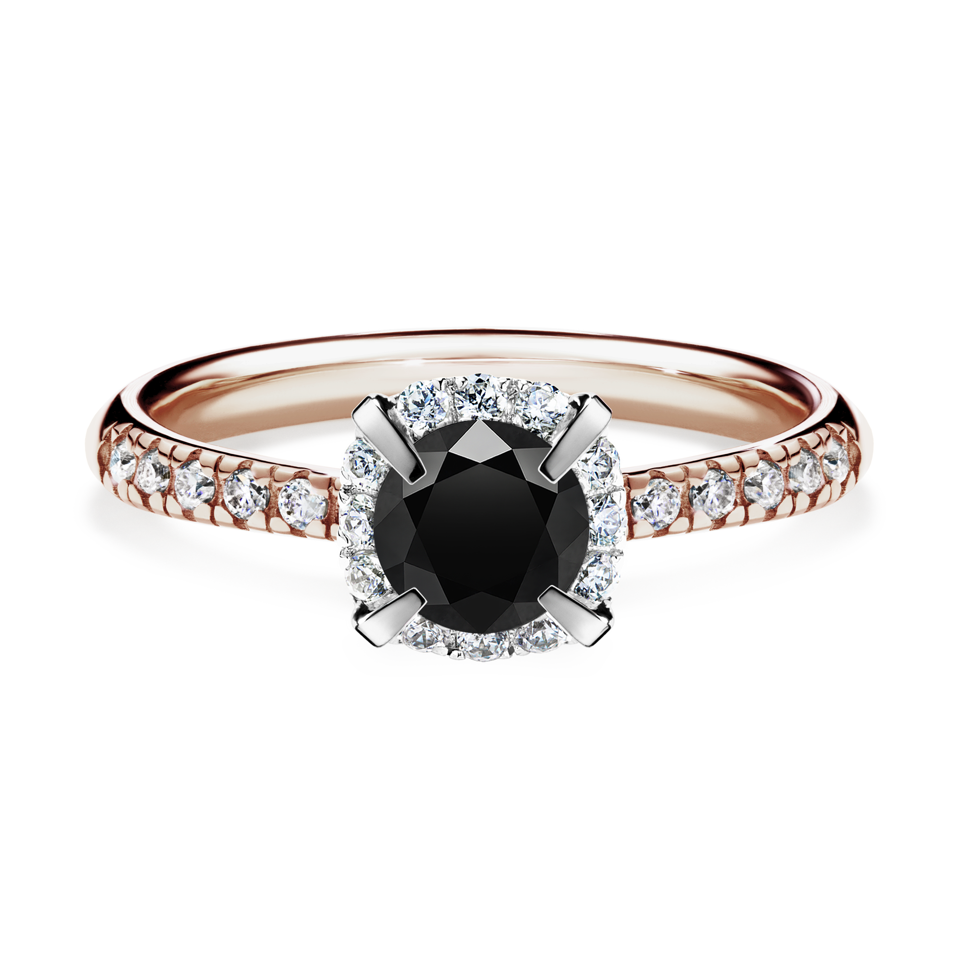 Pierścionek zaręczynowy My Princess z różowego złota z czarnym diamentem 0,76CT