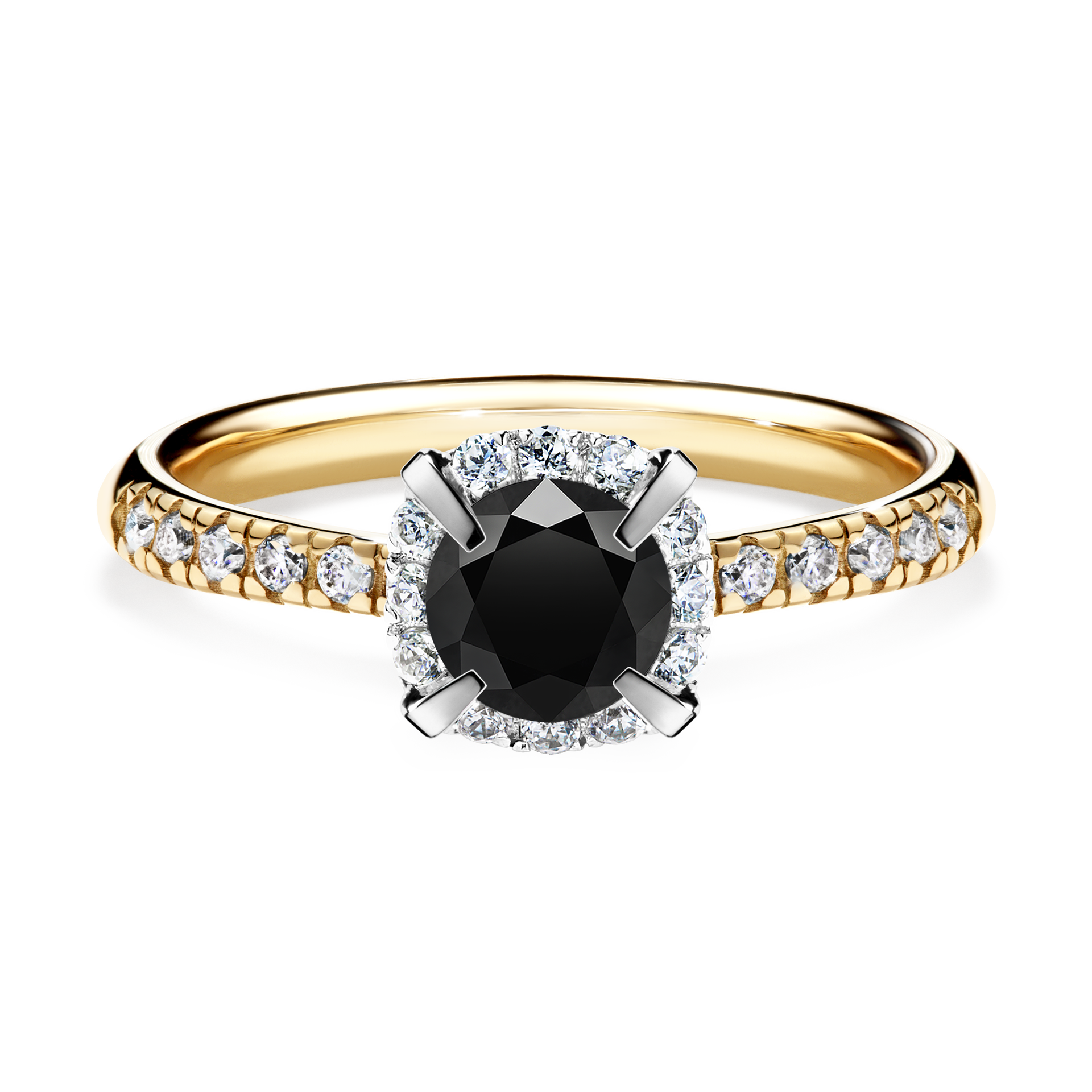Pierścionek zaręczynowy My Princess z żółtego złota z czarnym diamentem 0,76CT
