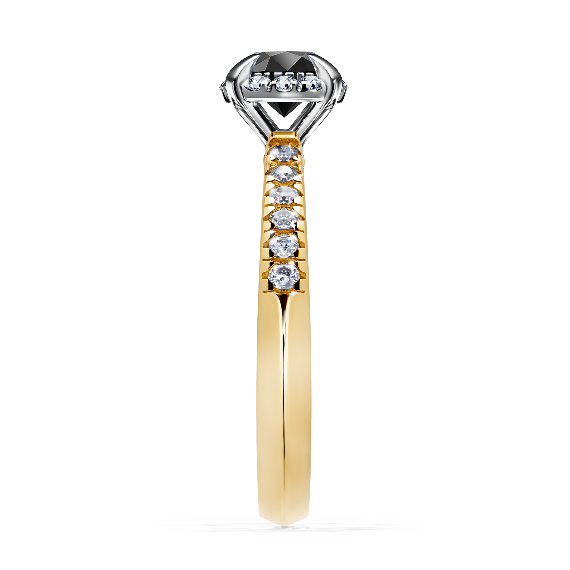 Pierścionek zaręczynowy My Princess z żółtego złota z czarnym diamentem 0,76CT