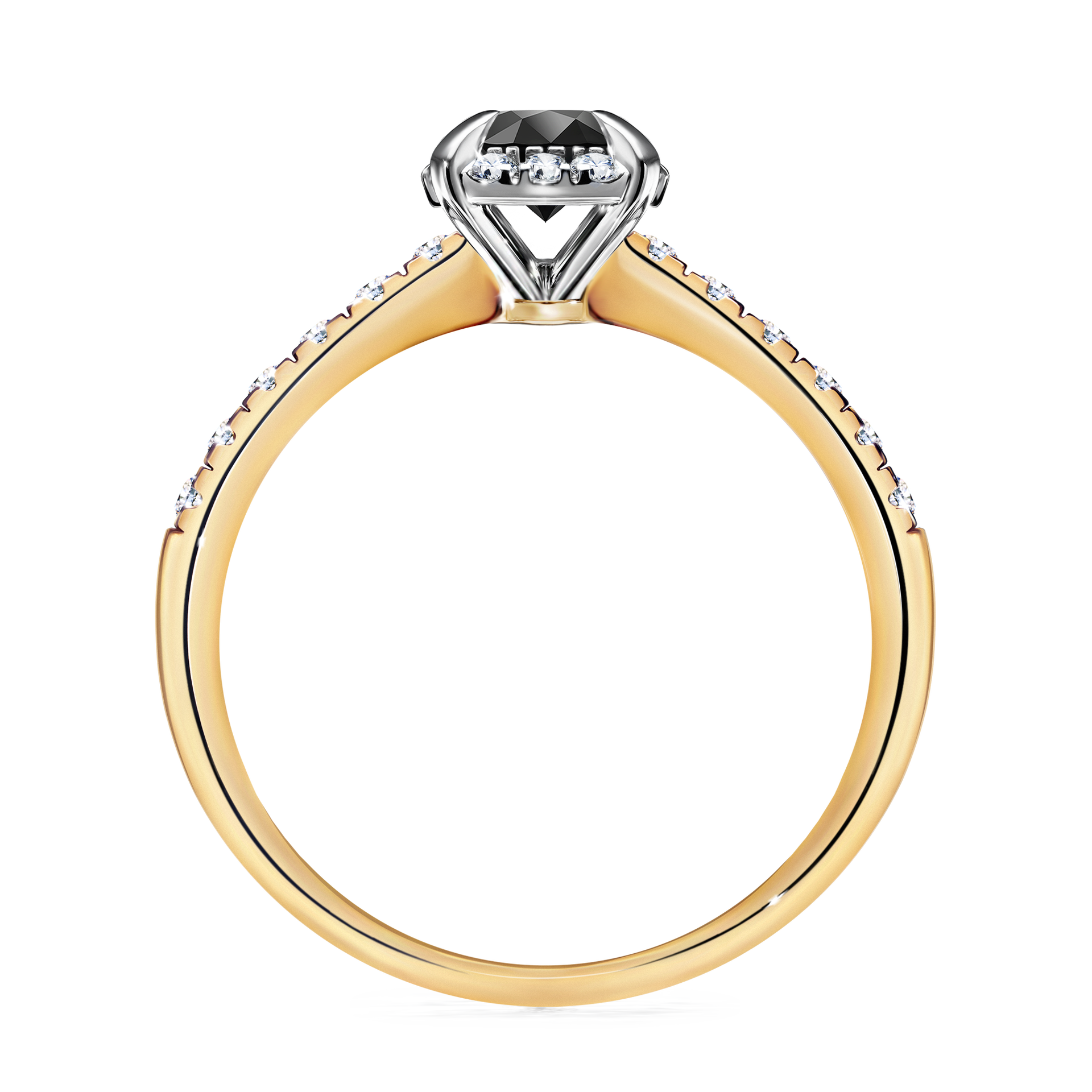 Pierścionek zaręczynowy My Princess z żółtego złota z czarnym diamentem 0,76CT
