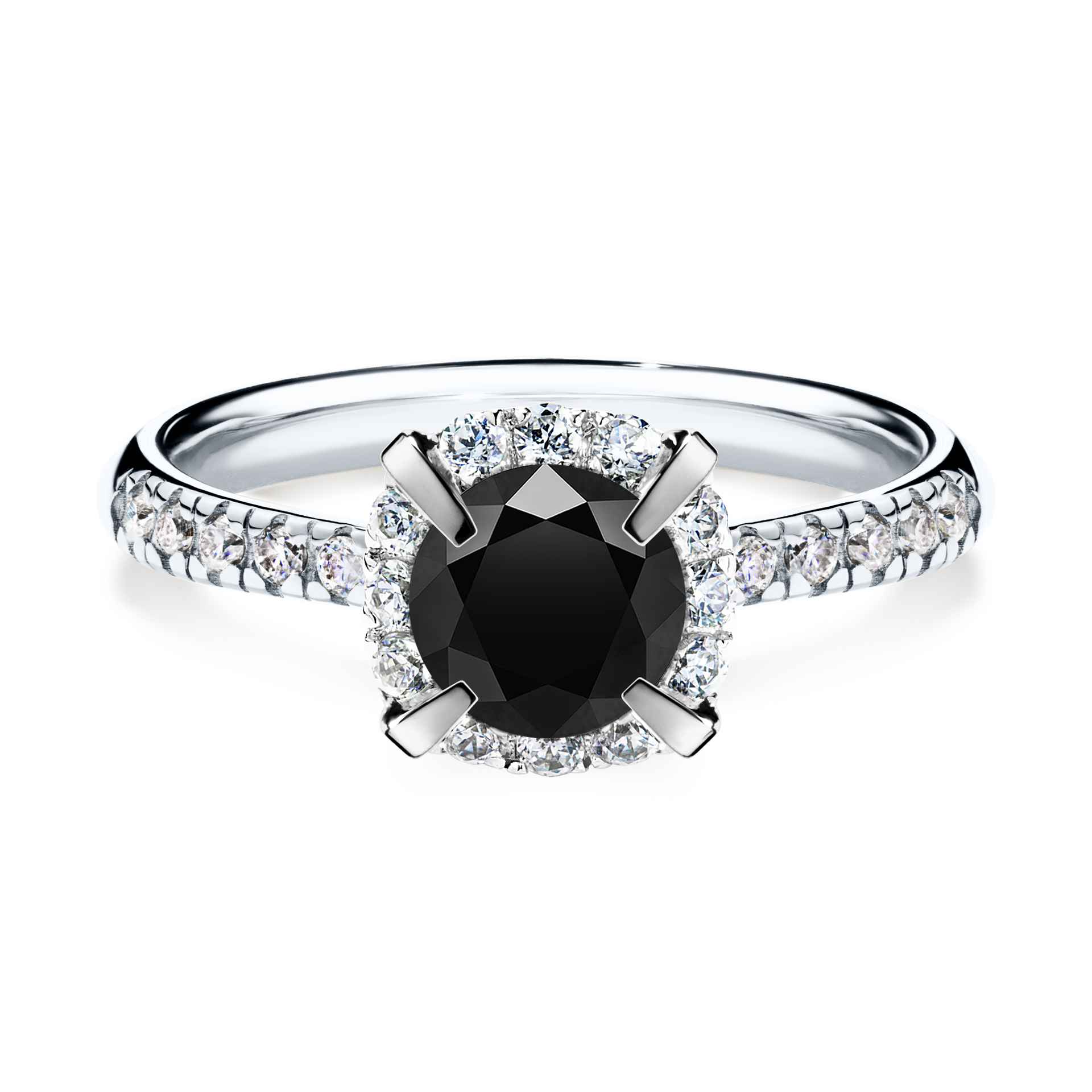 Pierścionek zaręczynowy My Princess z białego złota z czarnym diamentem 1,18CT