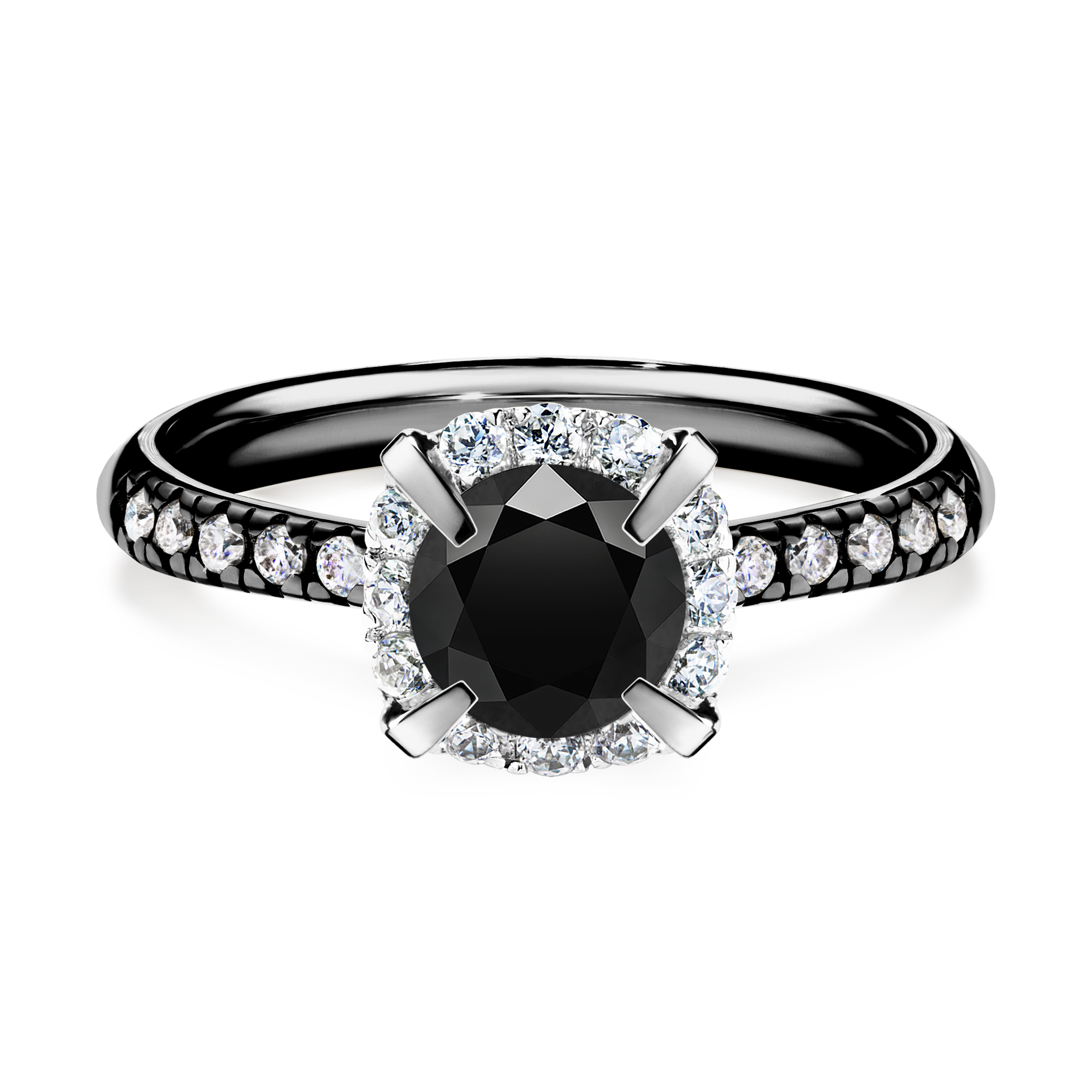 Pierścionek zaręczynowy My Princess z czarnego złota z czarnym diamentem 1,18CT