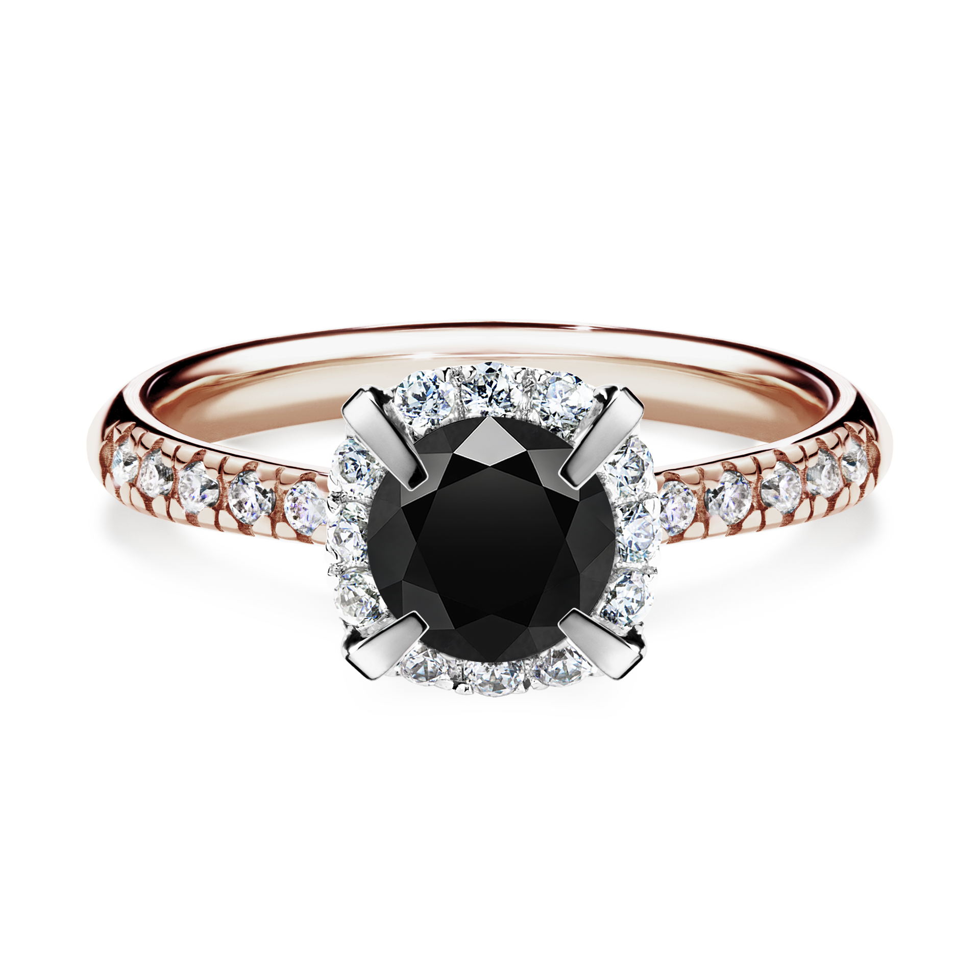 Pierścionek zaręczynowy My Princess z różowego złota z czarnym diamentem 1,18CT