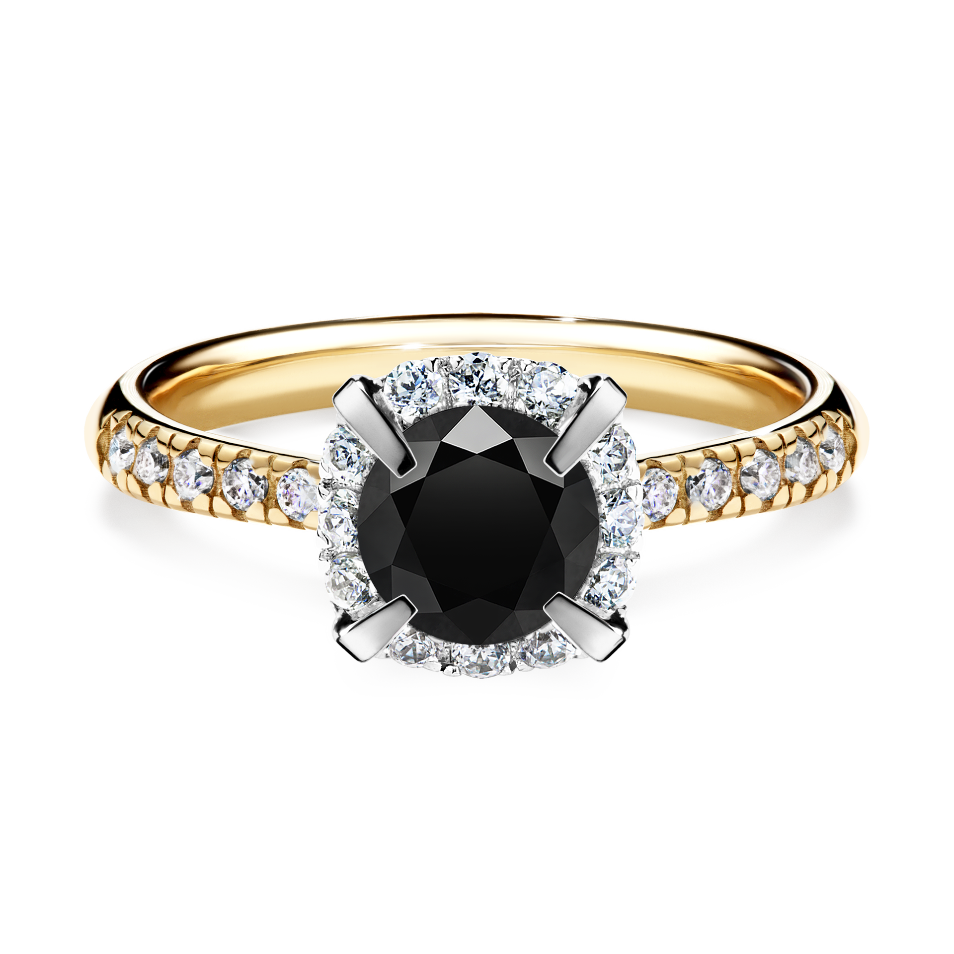 Pierścionek zaręczynowy My Princess z żółtego złota z czarnym diamentem 1,18CT