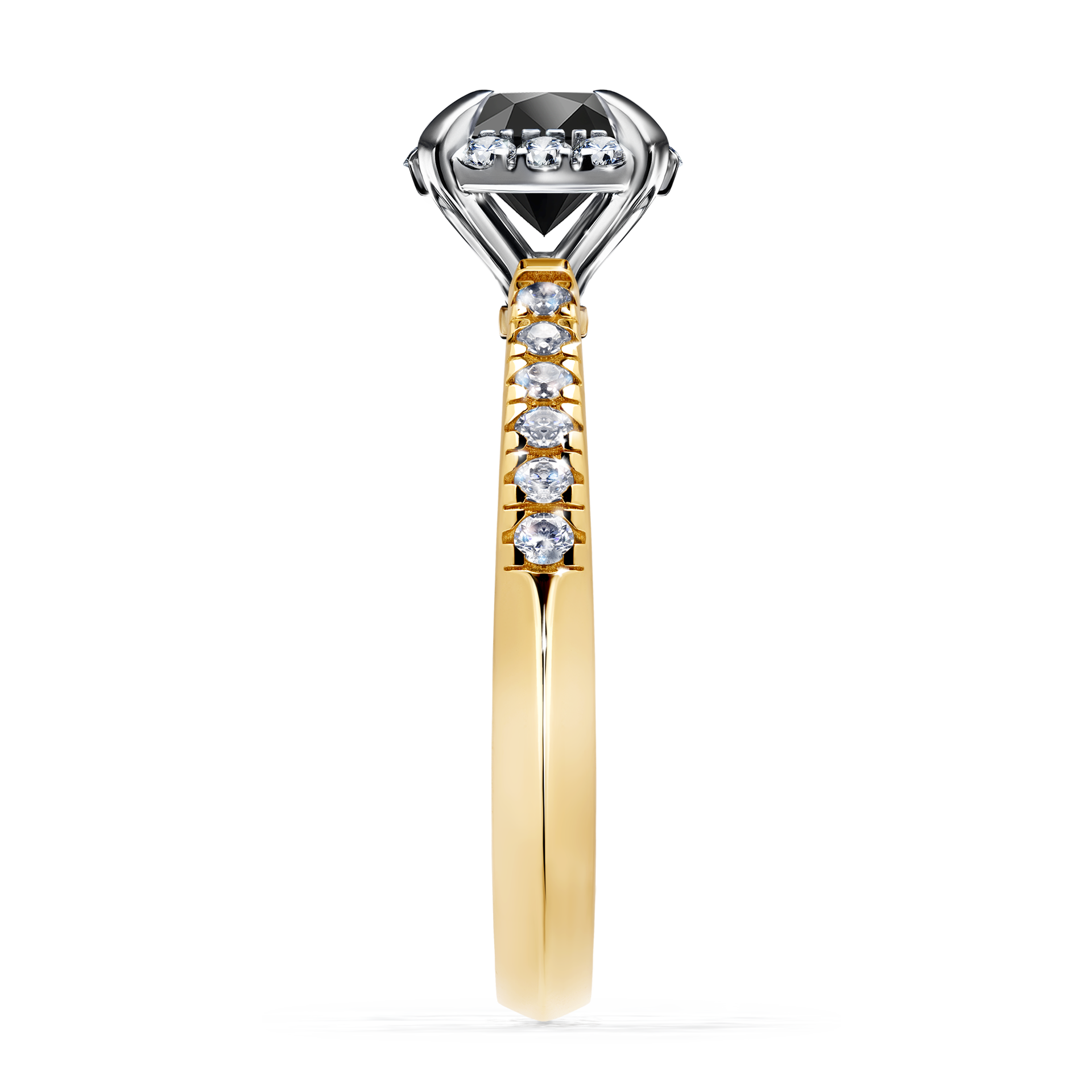 Pierścionek zaręczynowy My Princess z żółtego złota z czarnym diamentem 1,18CT