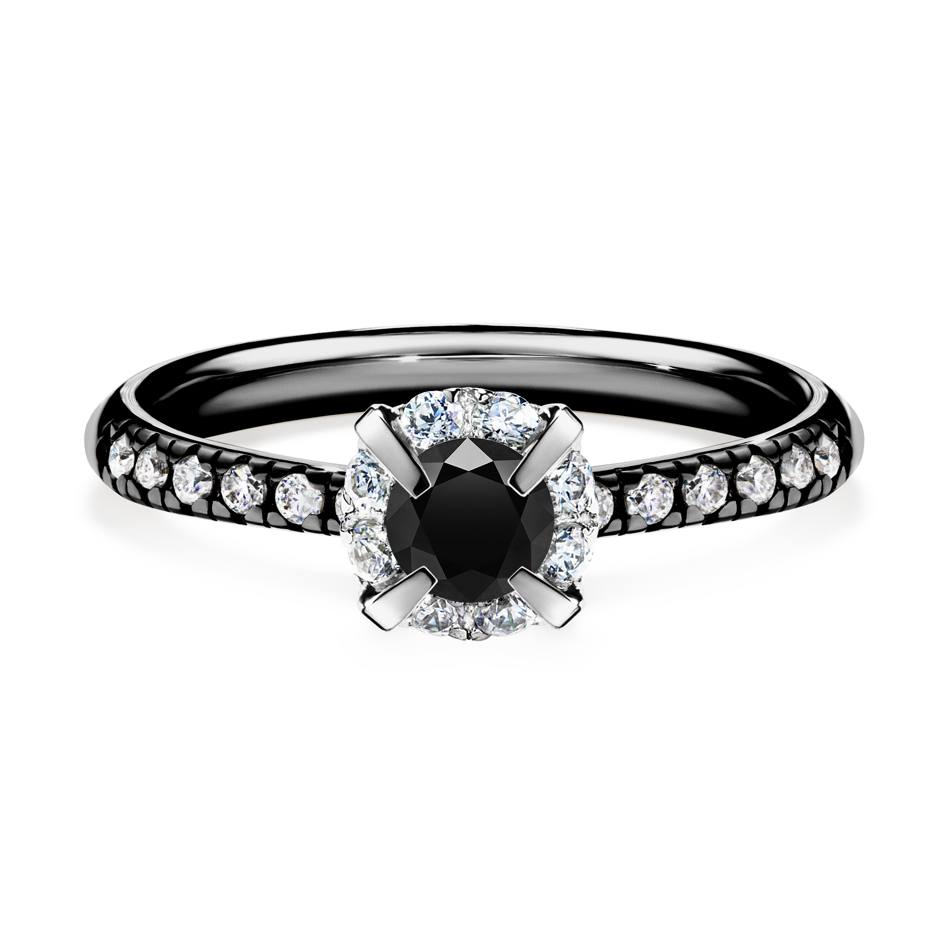 Pierścionek zaręczynowy My Princess z czarnego złota z czarnym diamentem 0,47CT