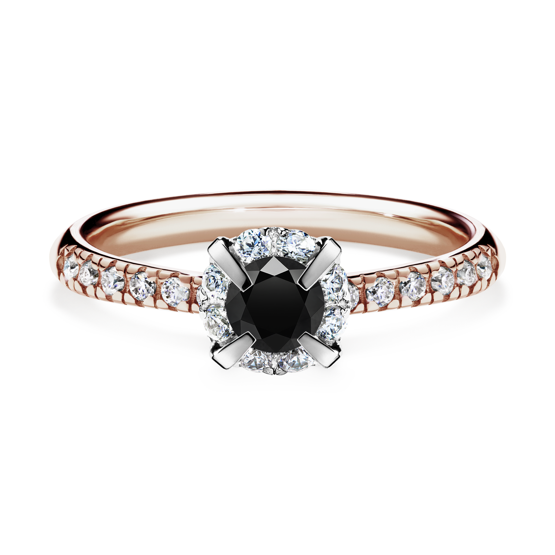 Pierścionek zaręczynowy My Princess z różowego złota z czarnym diamentem 0,47CT