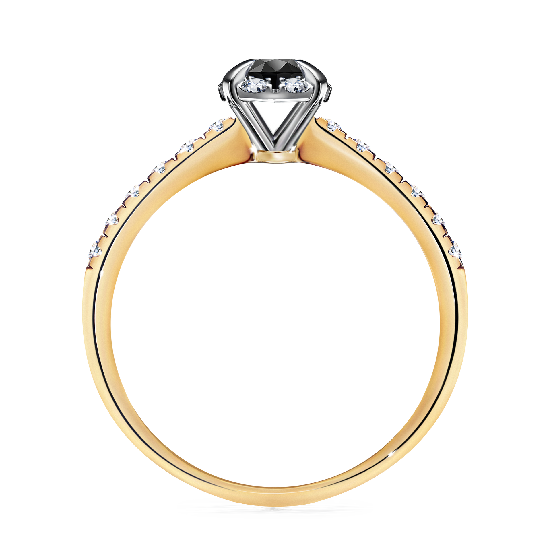 Pierścionek zaręczynowy My Princess z żółtego złota z czarnym diamentem 0,47CT