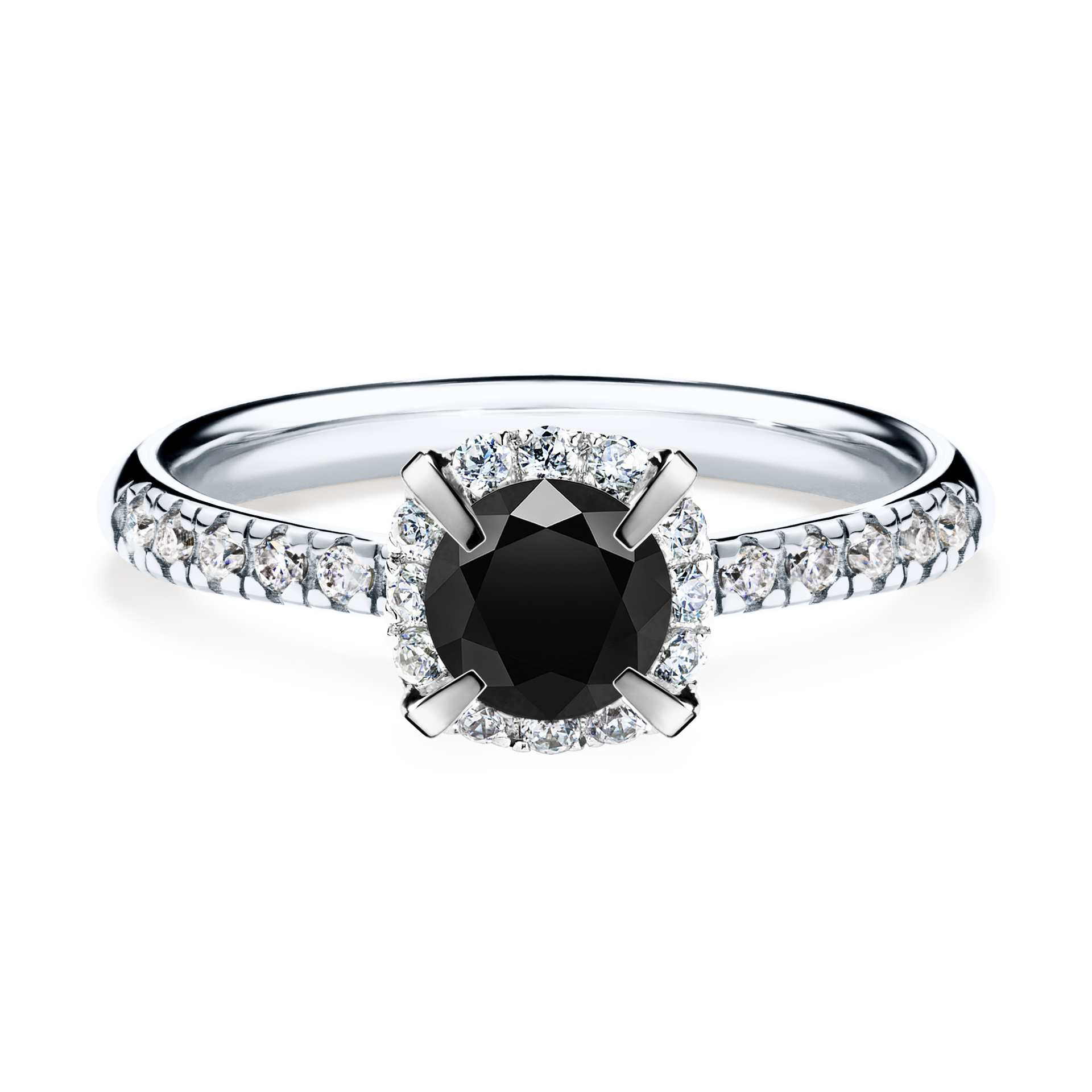 Pierścionek zaręczynowy My Princess z białego złota z czarnym diamentem 0,76CT