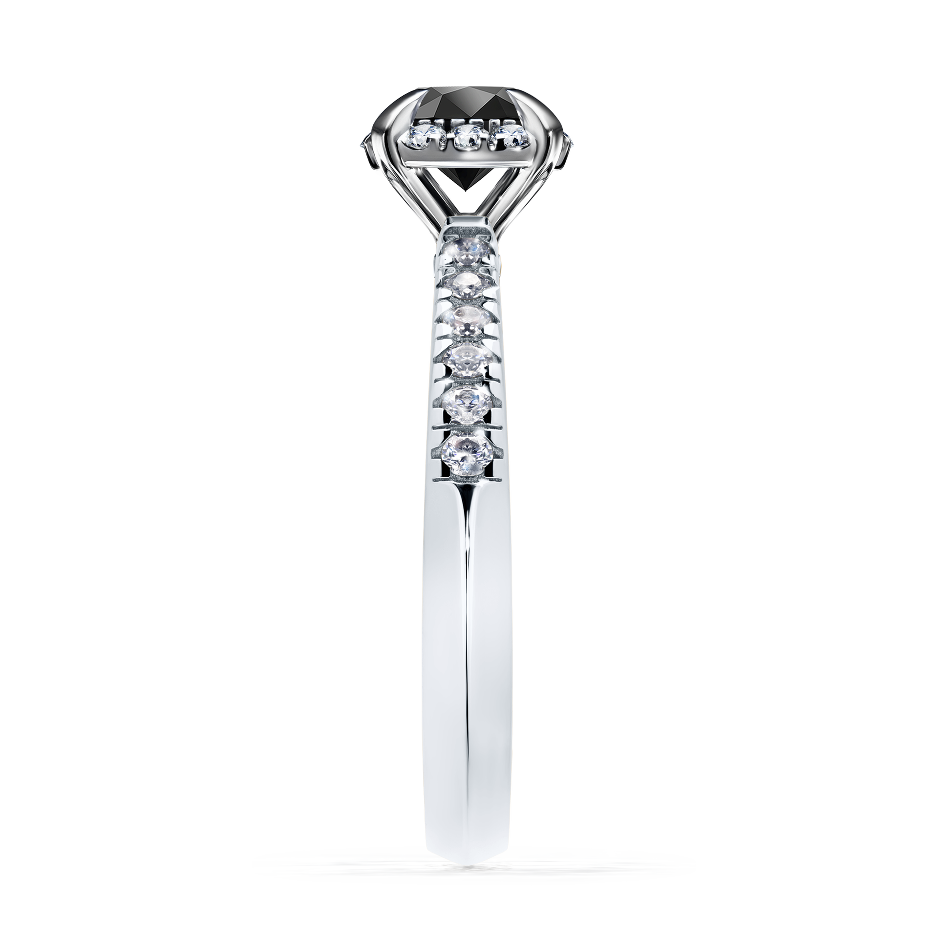 Pierścionek zaręczynowy My Princess z białego złota z czarnym diamentem 0,76CT