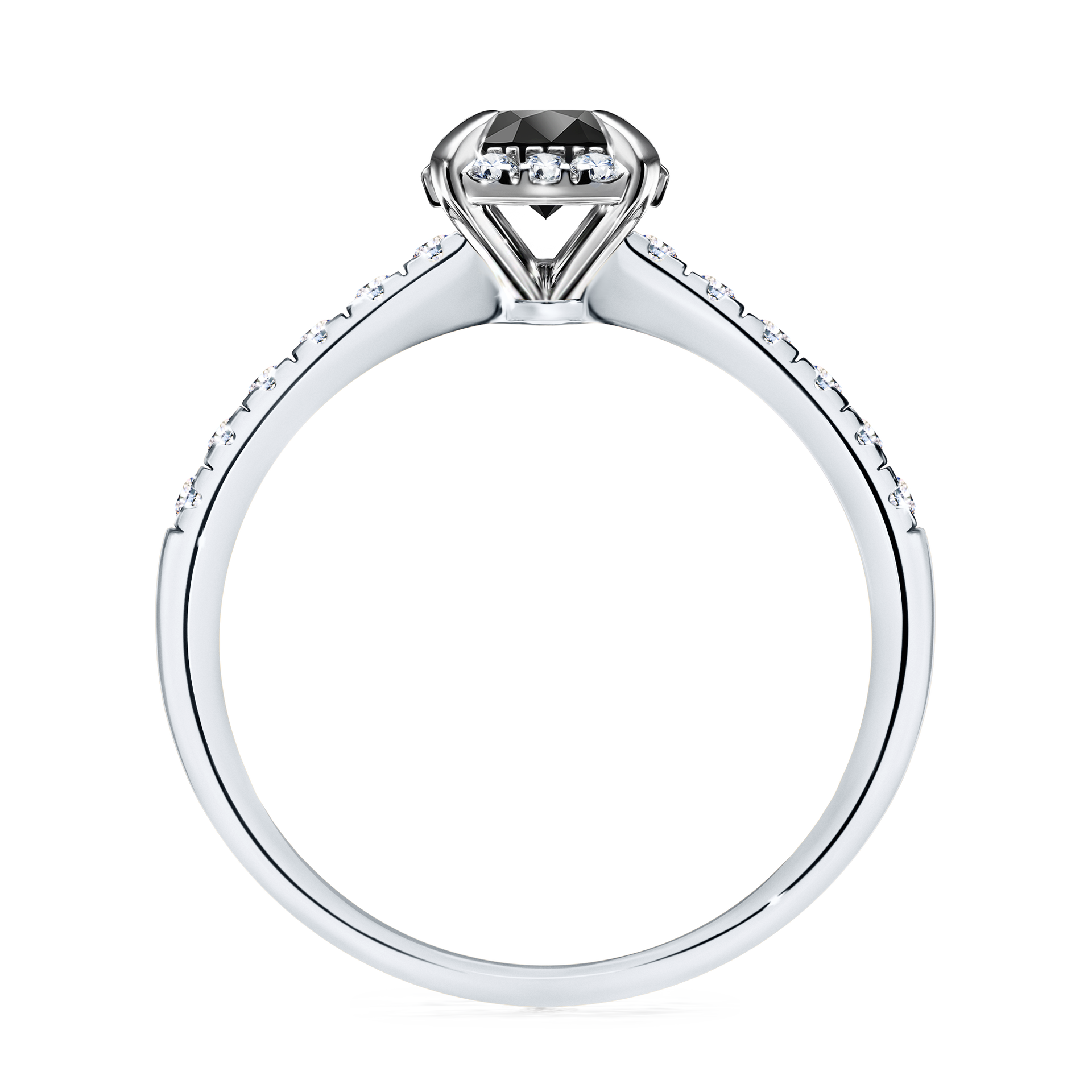 Pierścionek zaręczynowy My Princess z białego złota z czarnym diamentem 0,76CT