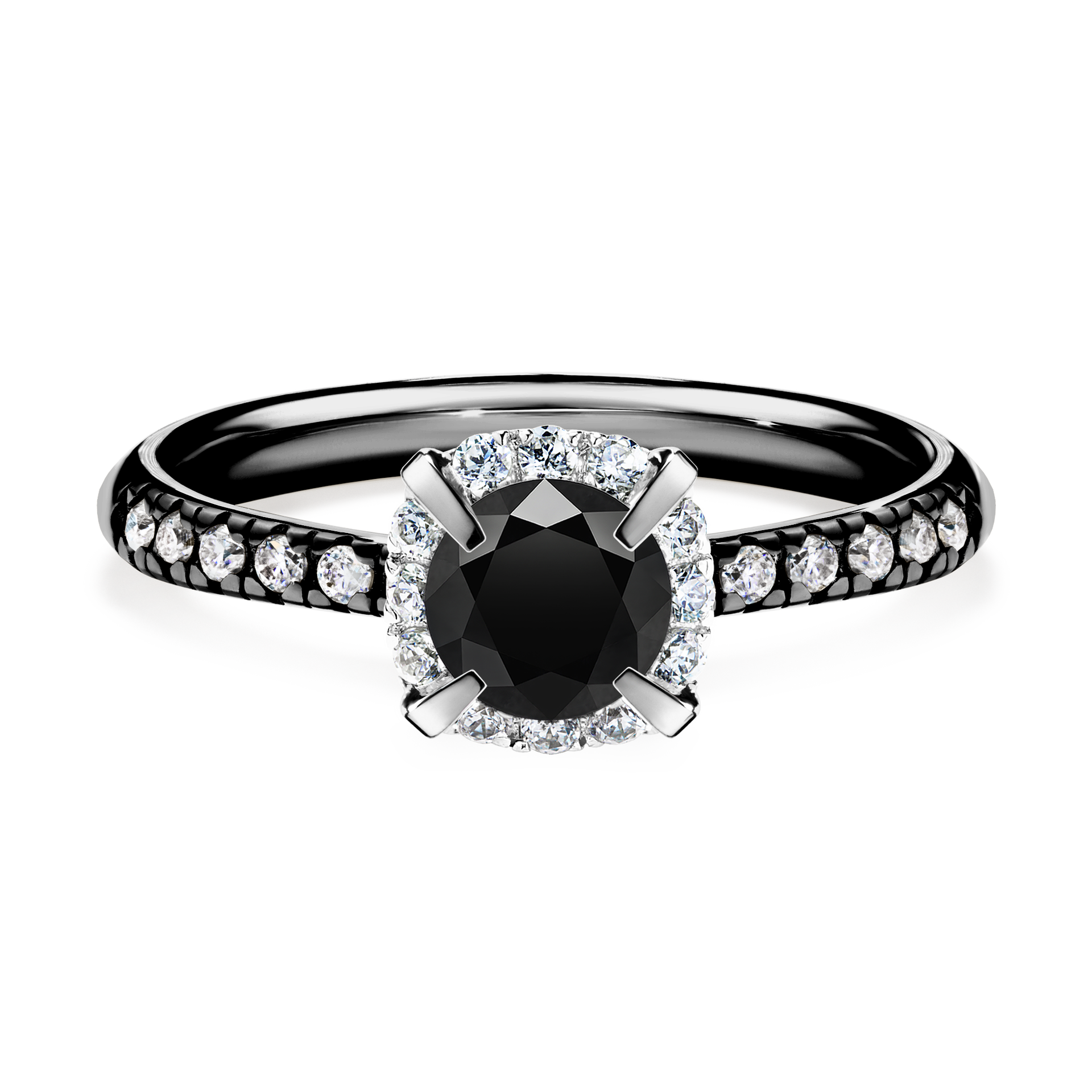 Pierścionek zaręczynowy My Princess z czarnego złota z czarnym diamentem 0,76CT