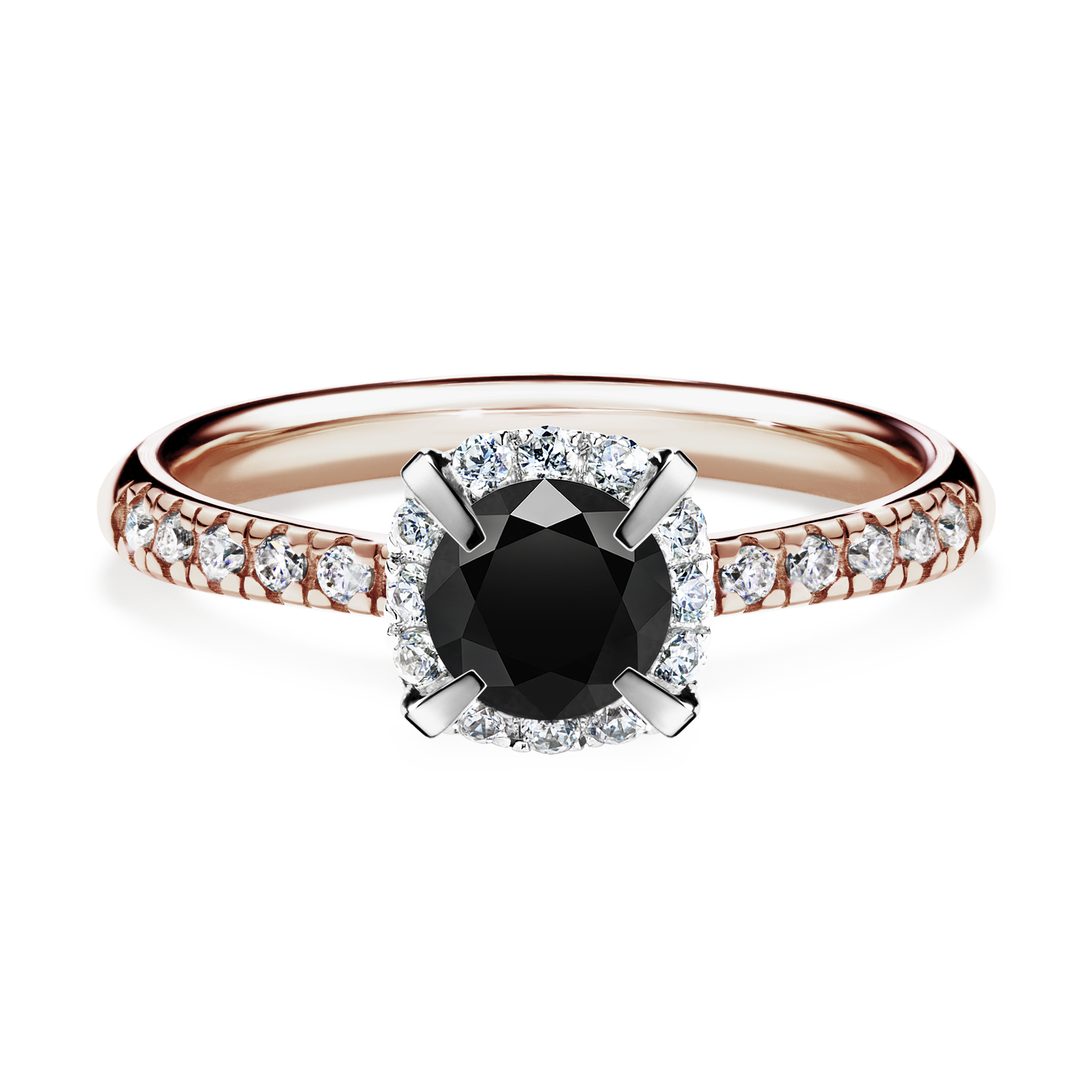 Pierścionek zaręczynowy My Princess z różowego złota z czarnym diamentem 0,76CT