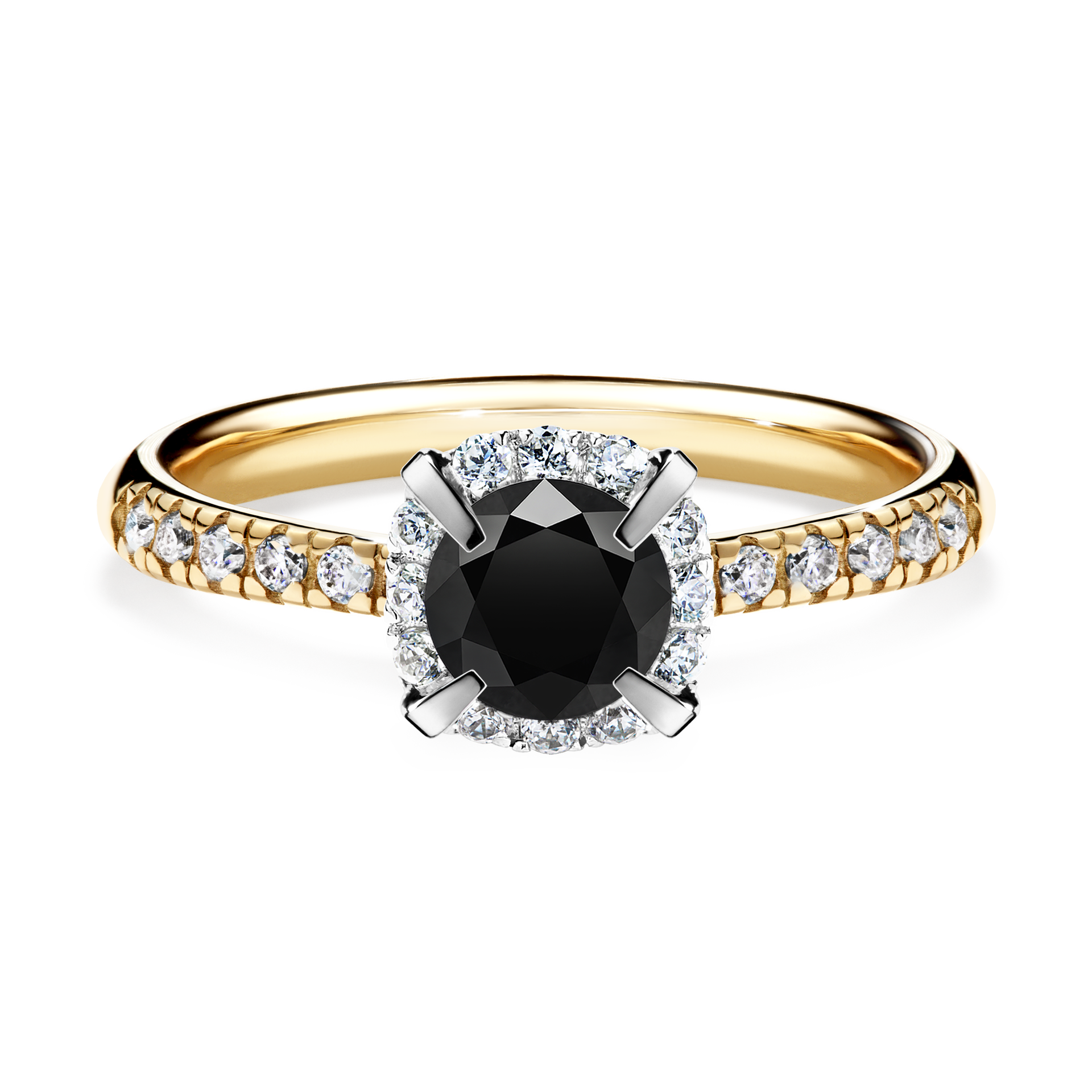 Pierścionek zaręczynowy My Princess z żółtego złota z czarnym diamentem 0,76CT