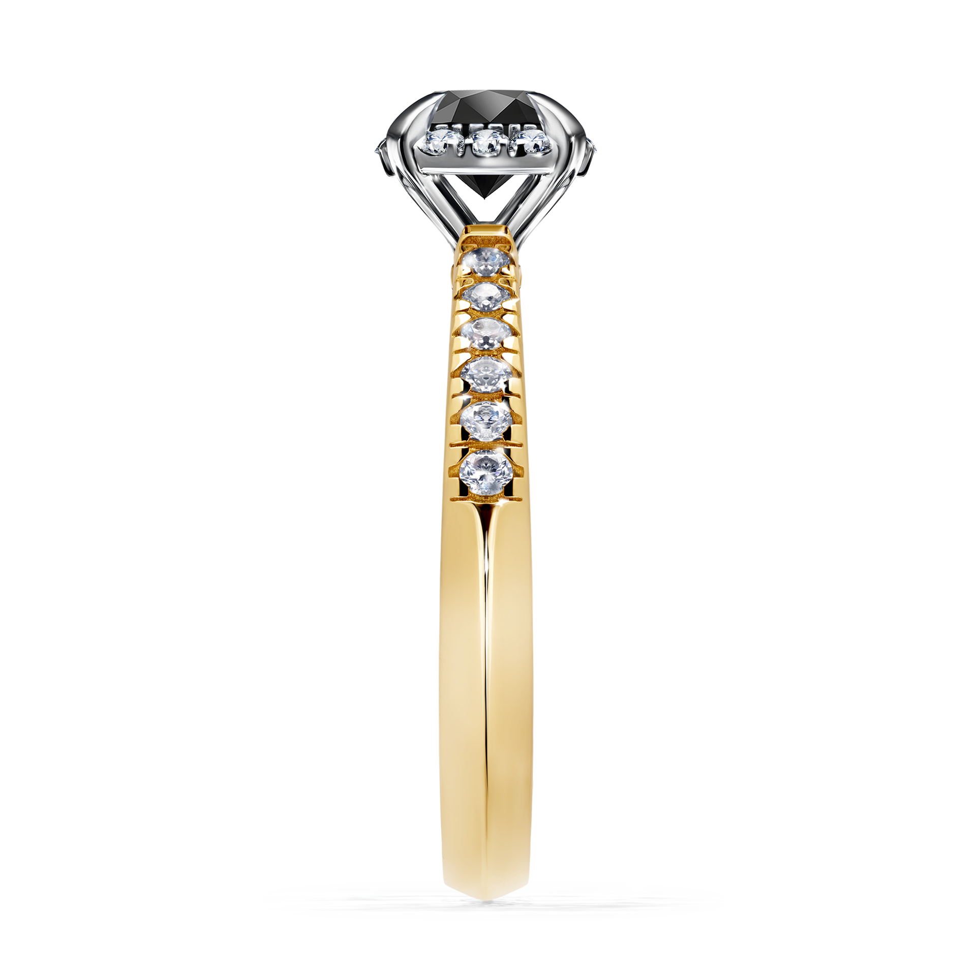 Pierścionek zaręczynowy My Princess z żółtego złota z czarnym diamentem 0,76CT