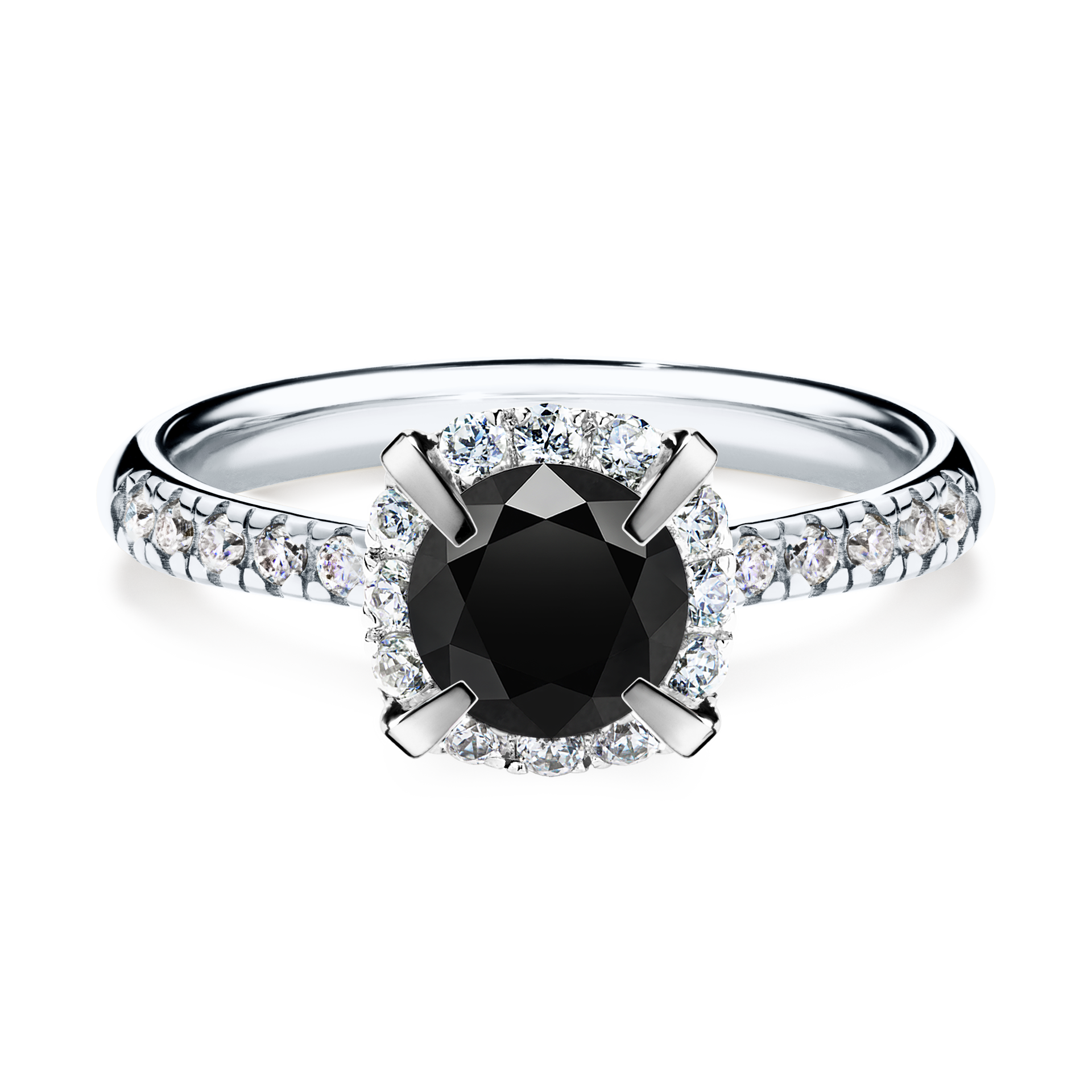 Pierścionek zaręczynowy My Princess z białego złota z czarnym diamentem 1,18CT
