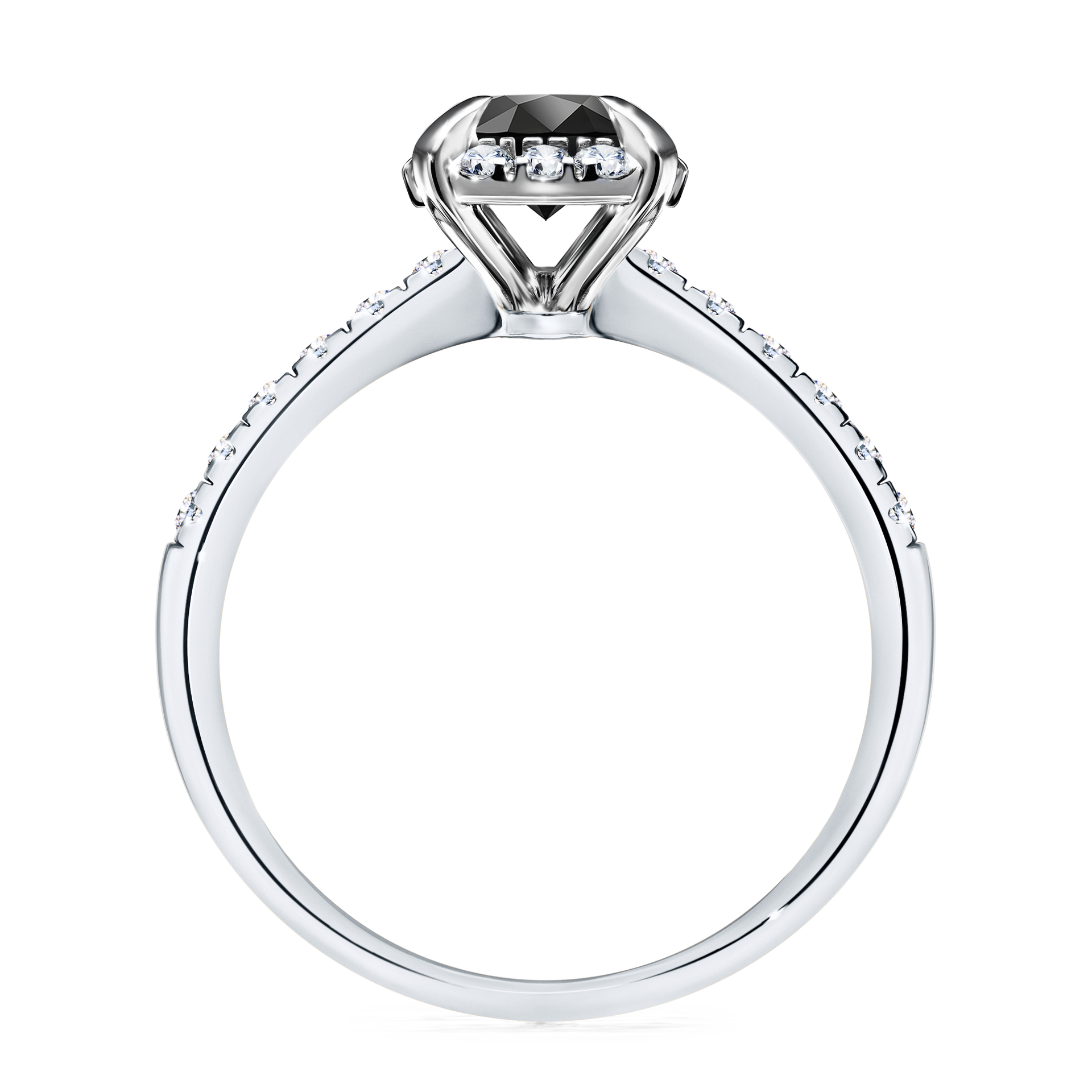 Pierścionek zaręczynowy My Princess z białego złota z czarnym diamentem 1,18CT