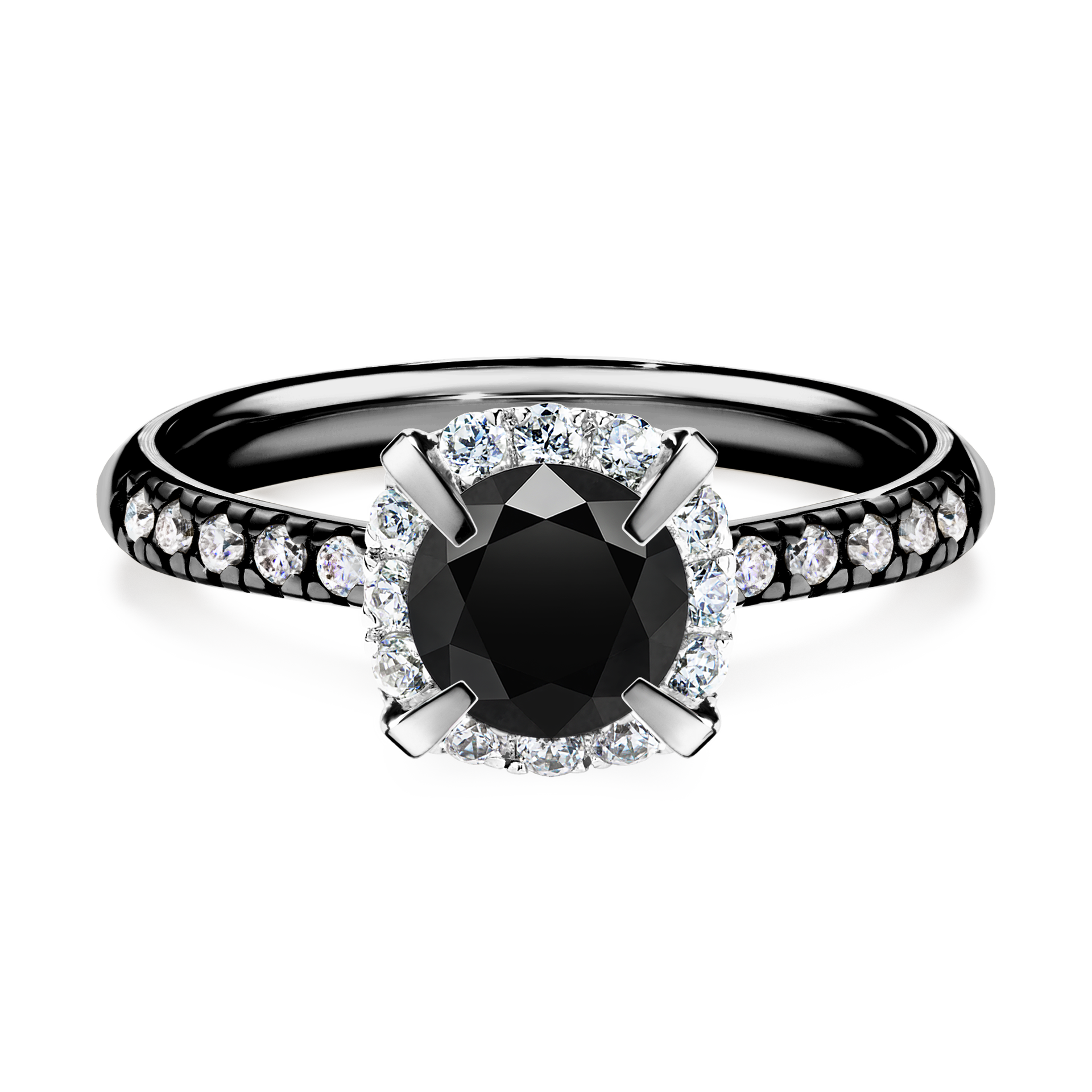 Pierścionek zaręczynowy My Princess z czarnego złota z czarnym diamentem 1,18CT