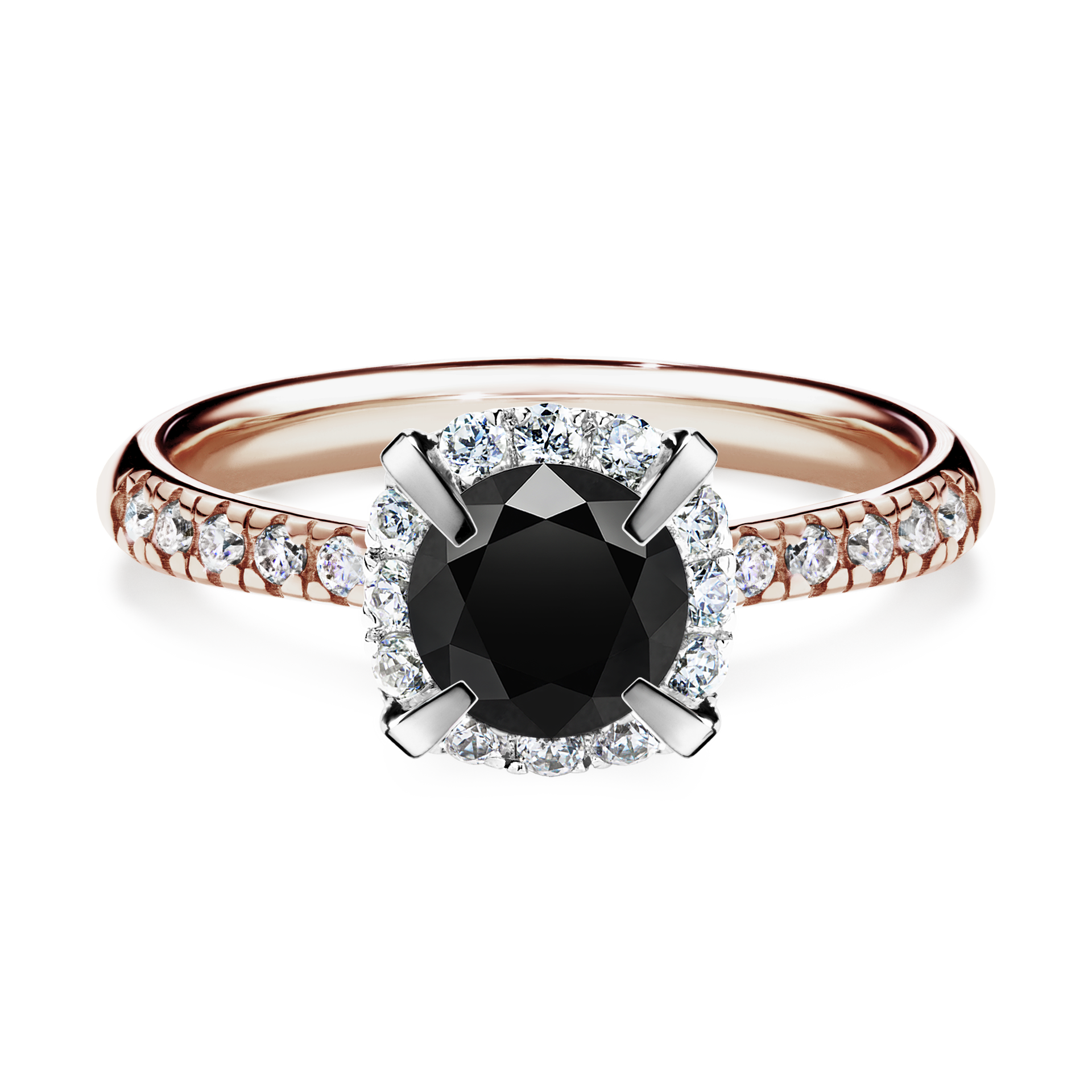 Pierścionek zaręczynowy My Princess z różowego złota z czarnym diamentem 1,18CT