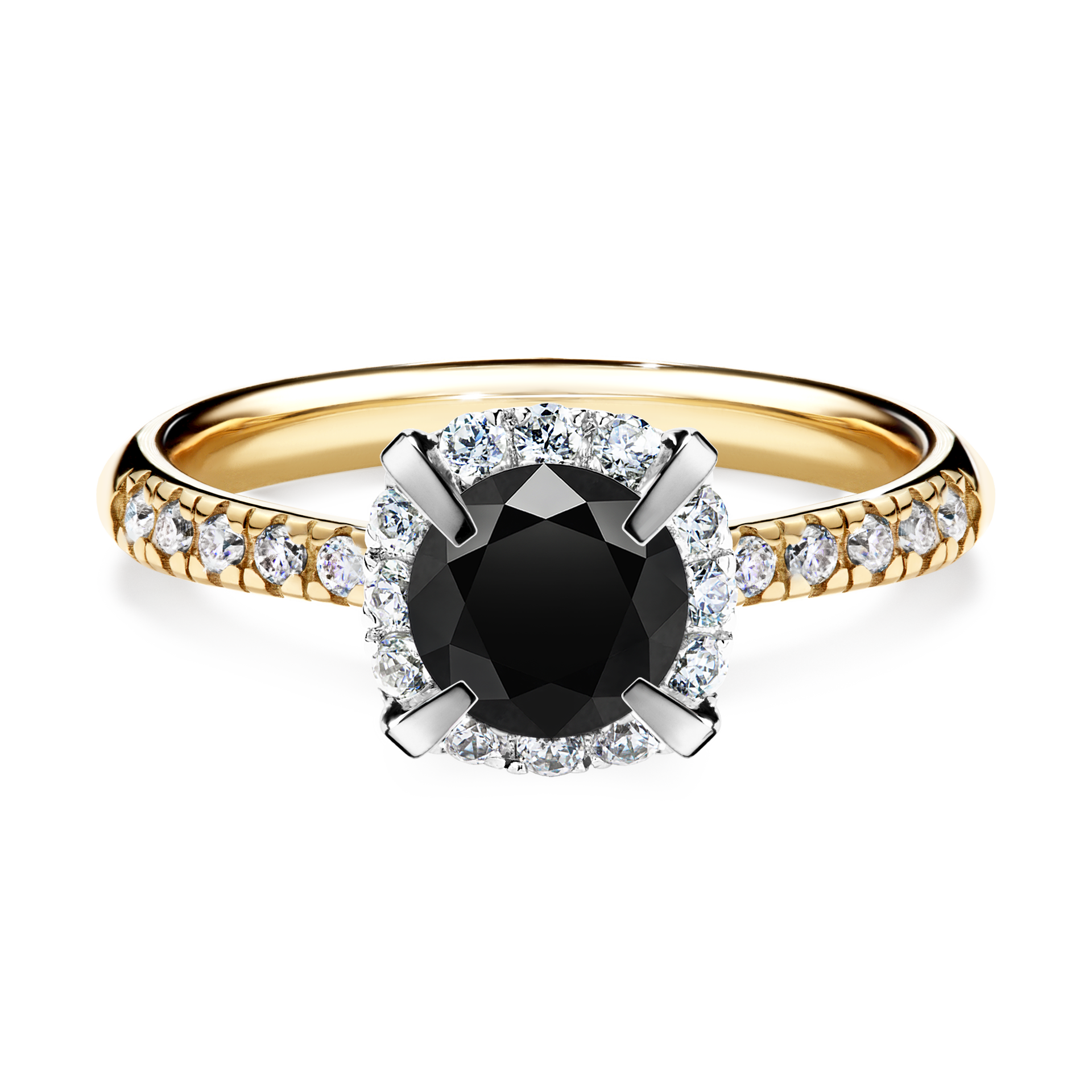 Pierścionek zaręczynowy My Princess z żółtego złota z czarnym diamentem 1,18CT