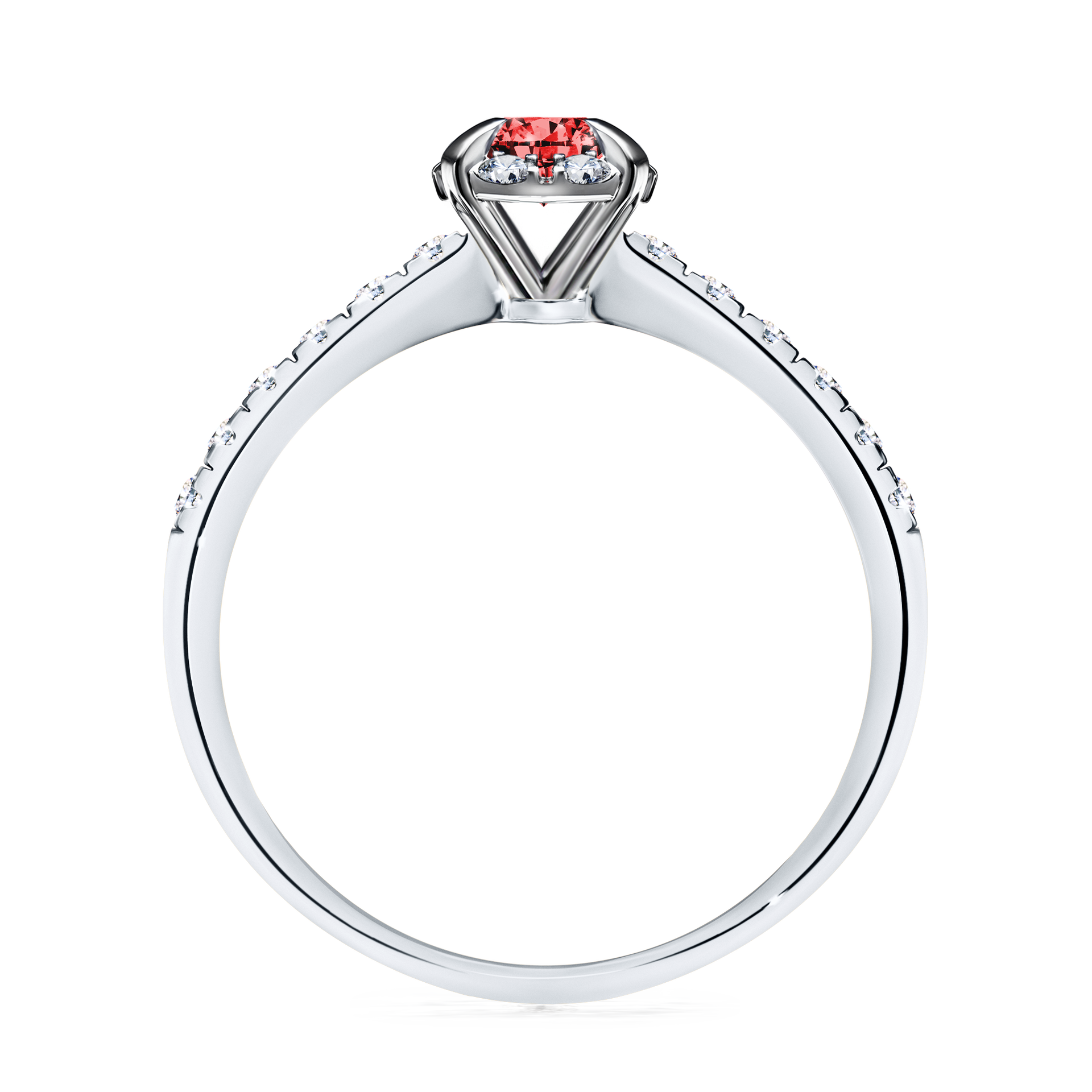 Pierścionek zaręczynowy My Princess z białego złota z czerwonym diamentem 0,47CT