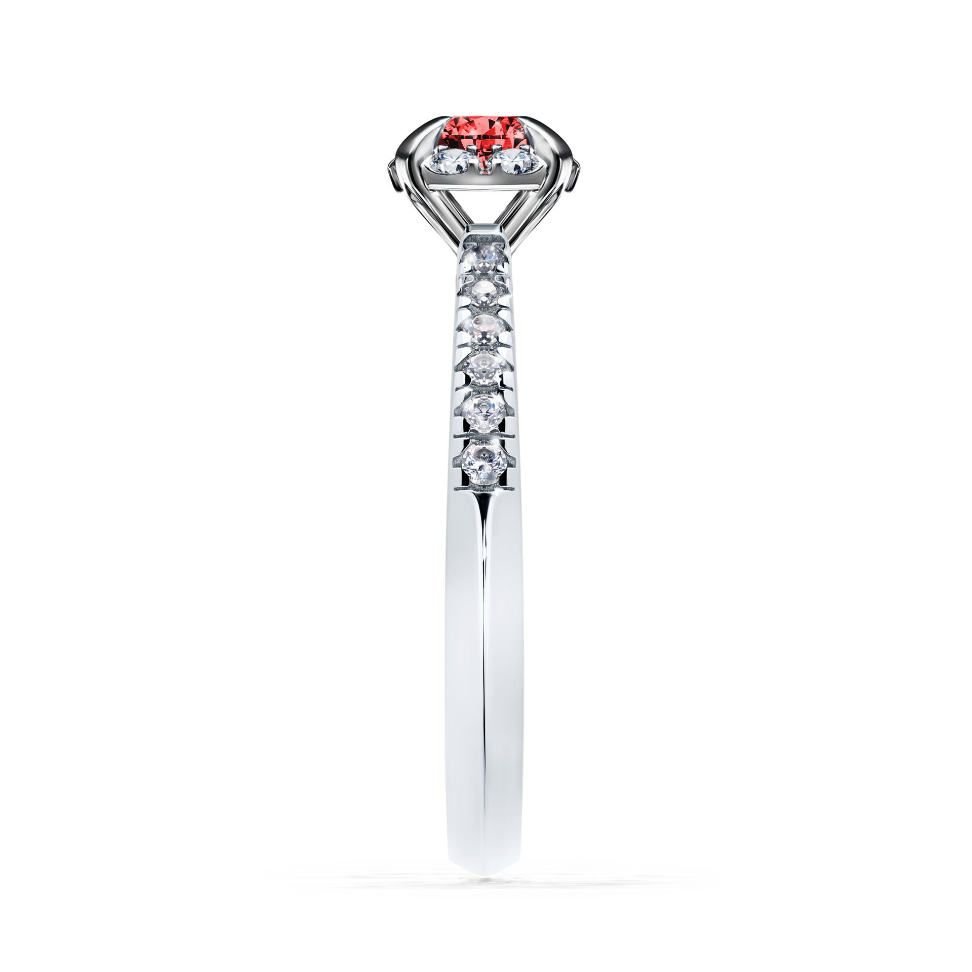 Pierścionek zaręczynowy My Princess z białego złota z czerwonym diamentem 0,47CT