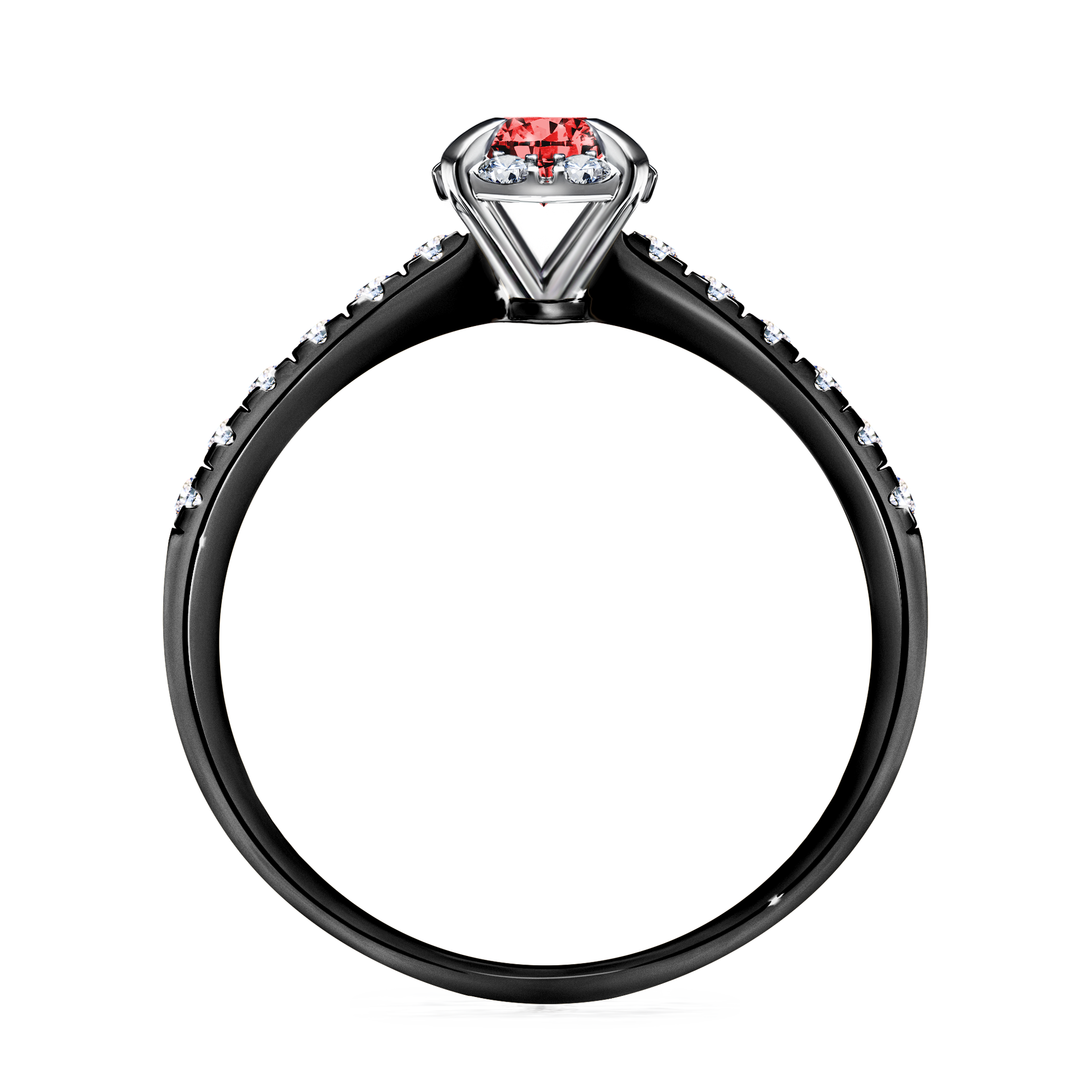 Pierścionek zaręczynowy My Princess z czarnego złota z czerwonym diamentem 0,47CT