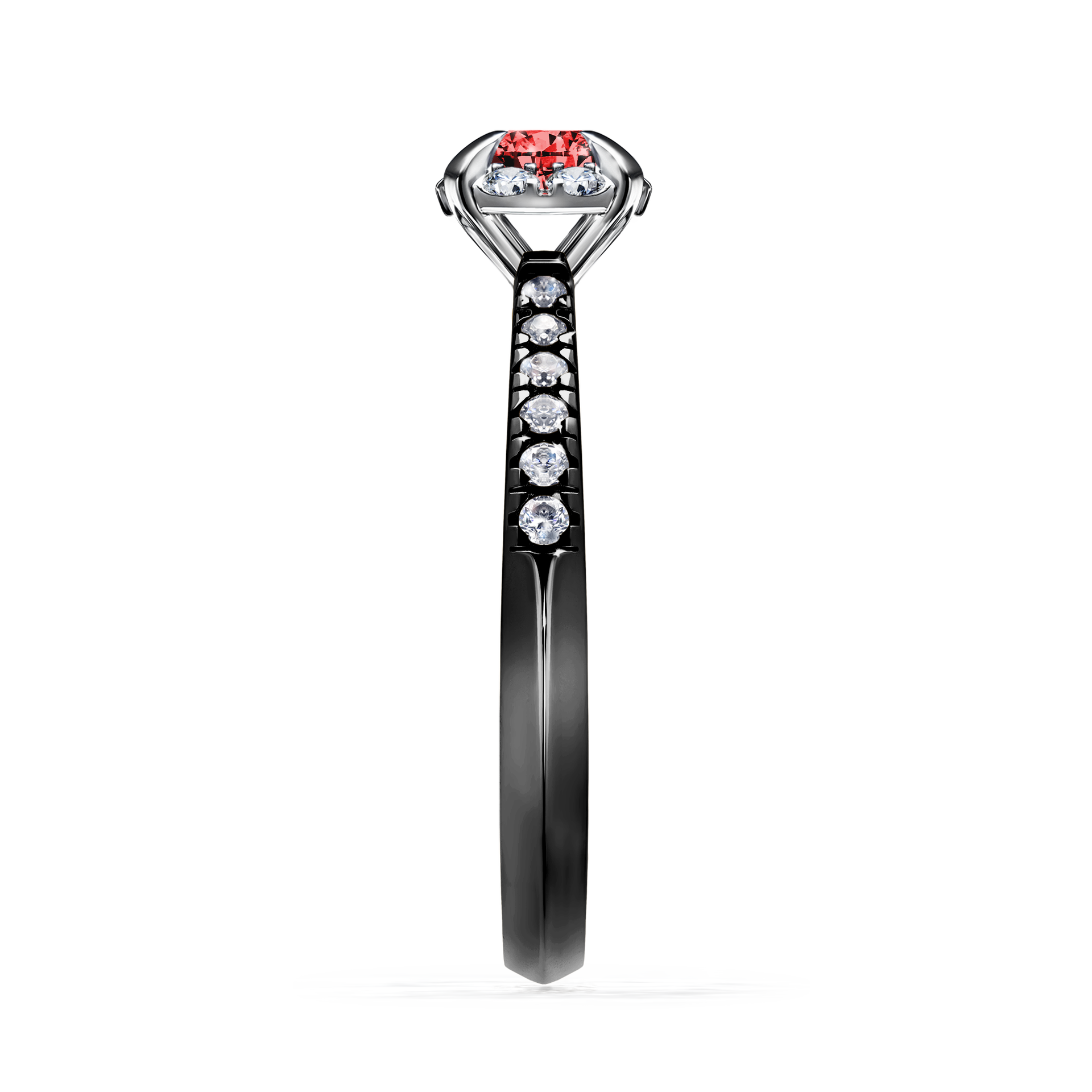 Pierścionek zaręczynowy My Princess z czarnego złota z czerwonym diamentem 0,47CT