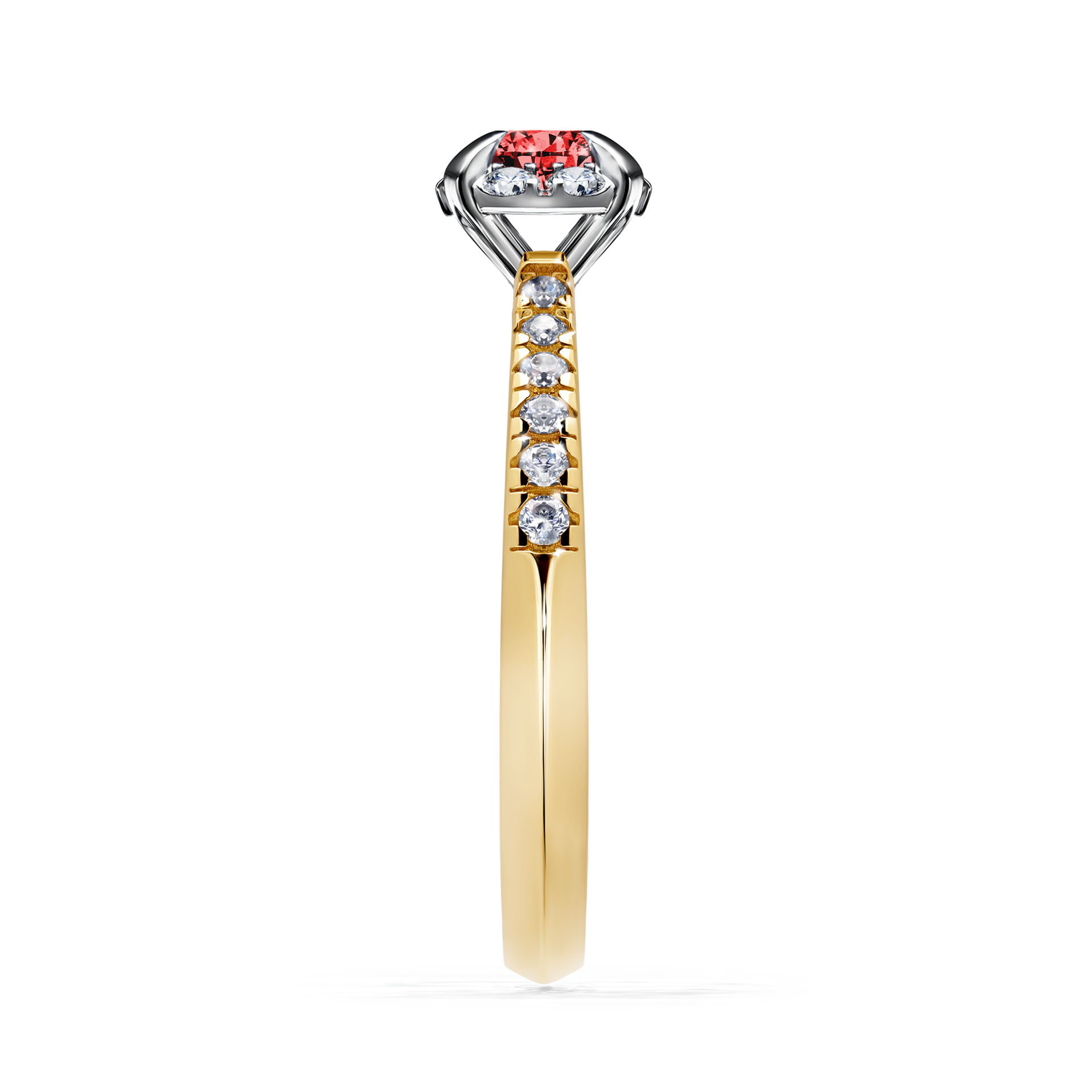 Pierścionek zaręczynowy My Princess z żółtego złota z czerwonym diamentem 0,47CT