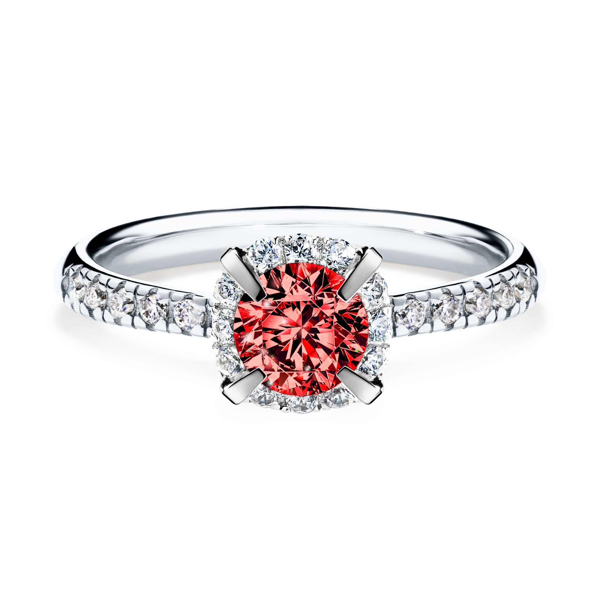 Pierścionek zaręczynowy My Princess z białego złota z czerwonym diamentem 0,76CT
