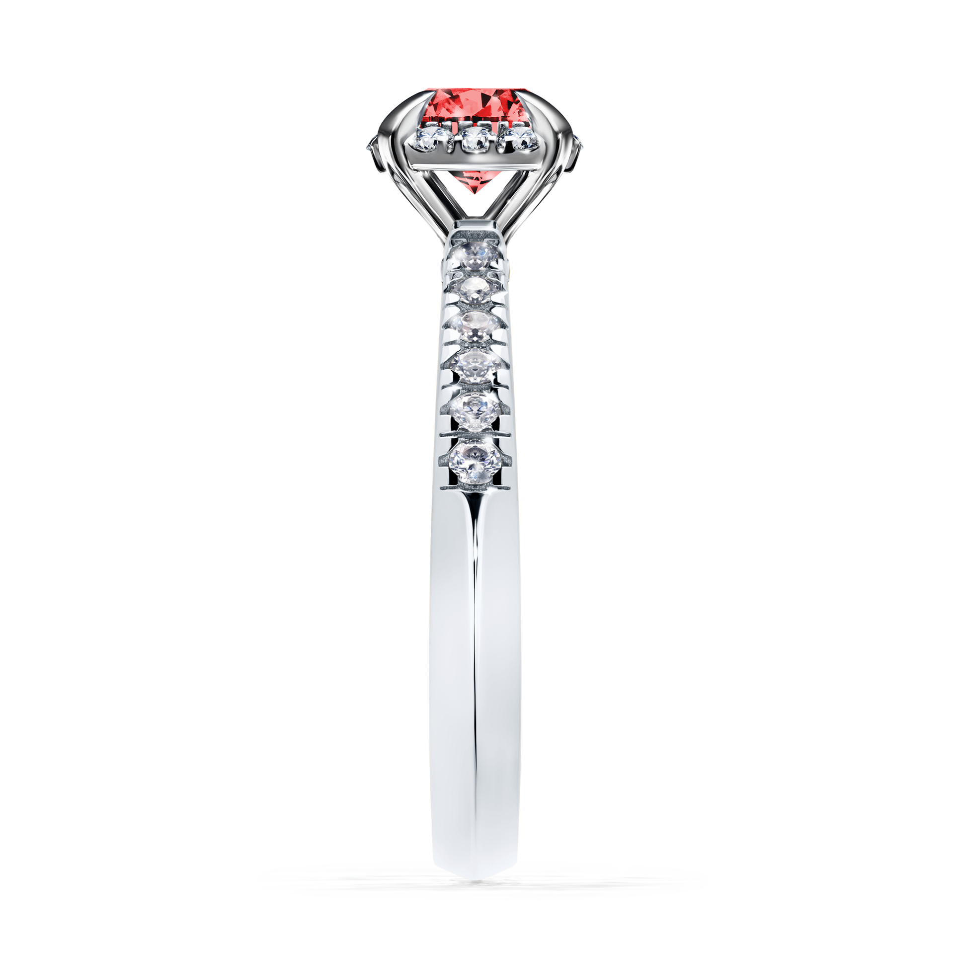 Pierścionek zaręczynowy My Princess z białego złota z czerwonym diamentem 0,76CT