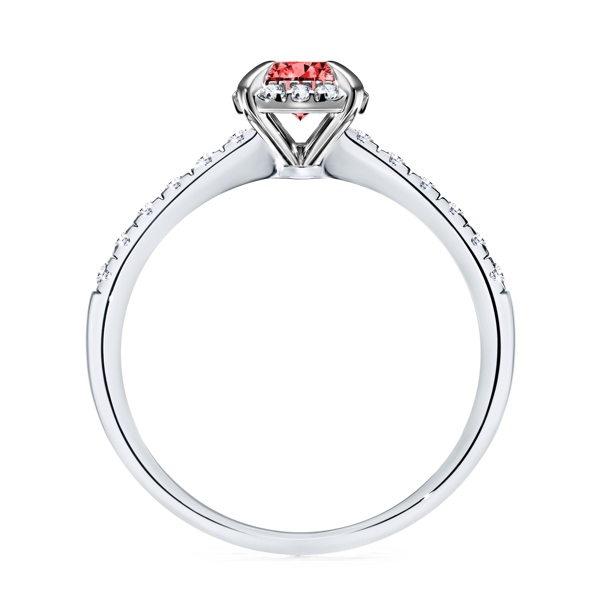 Pierścionek zaręczynowy My Princess z białego złota z czerwonym diamentem 0,76CT