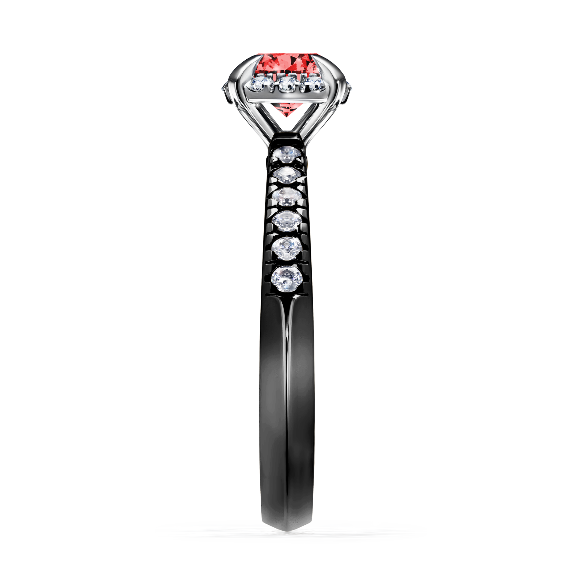 Pierścionek zaręczynowy My Princess z czarnego złota z czerwonym diamentem 0,76CT