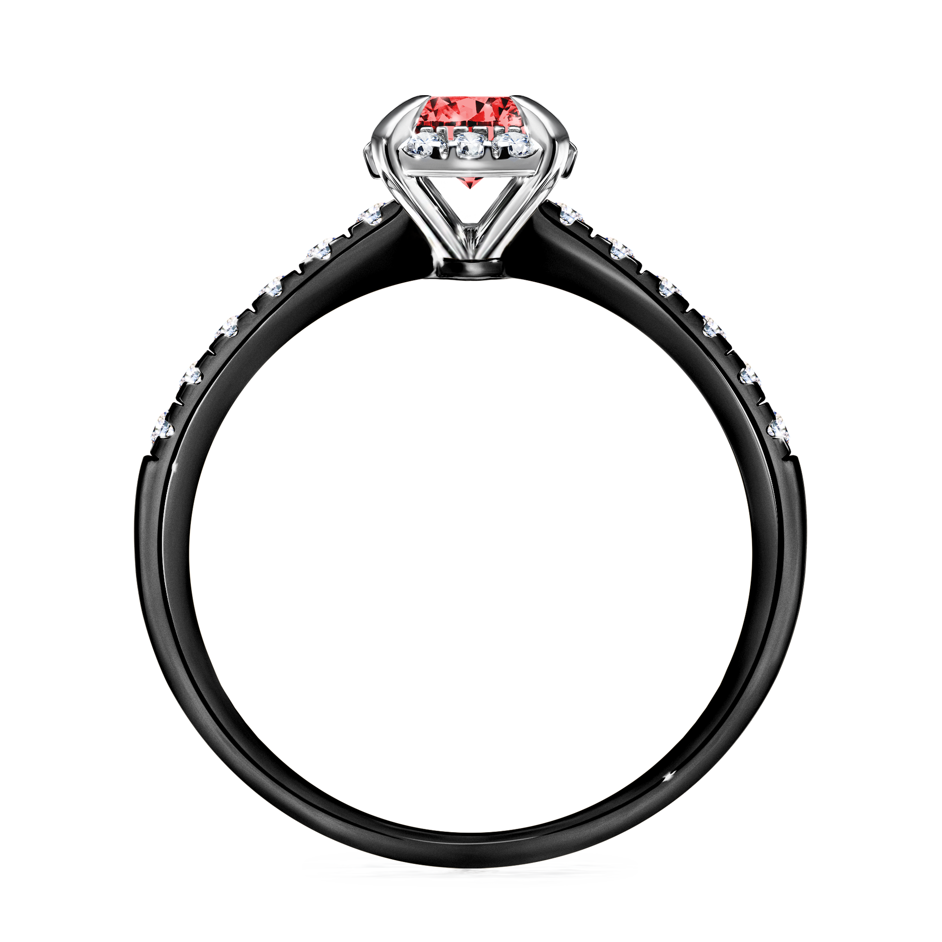 Pierścionek zaręczynowy My Princess z czarnego złota z czerwonym diamentem 0,76CT