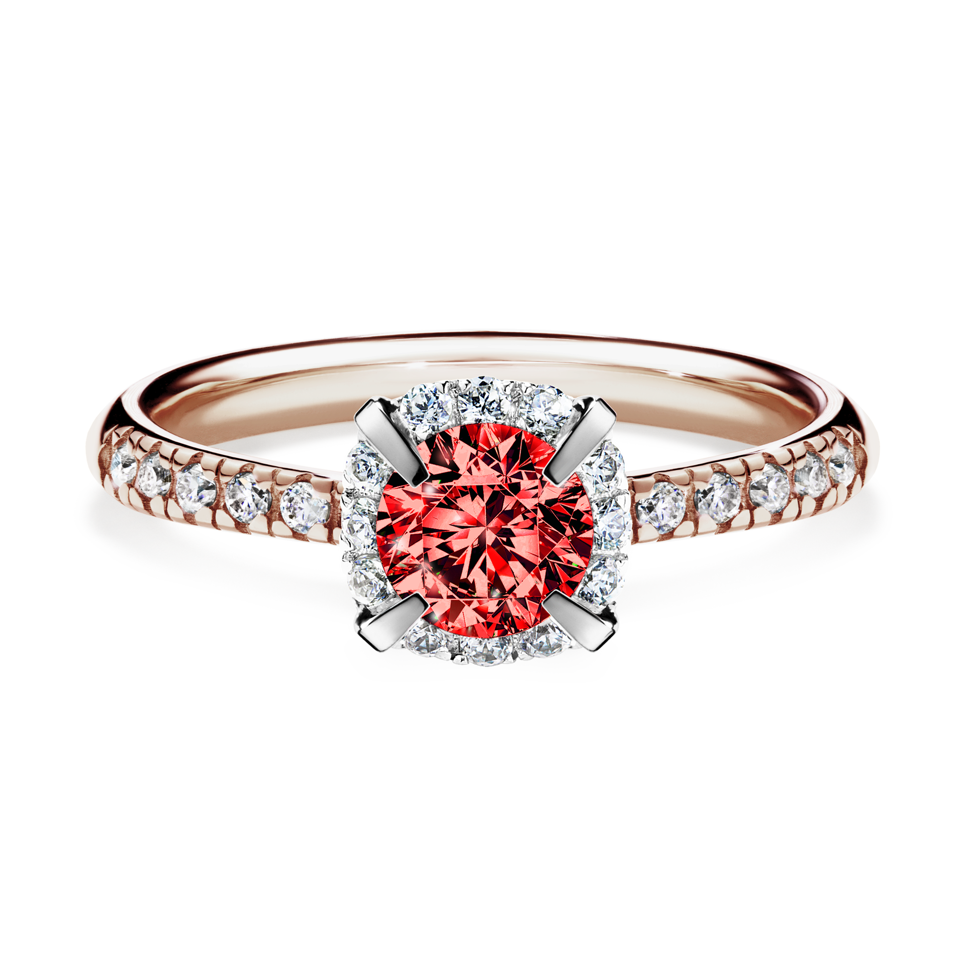 Pierścionek zaręczynowy My Princess z różowego złota z czerwonym diamentem 0,76CT