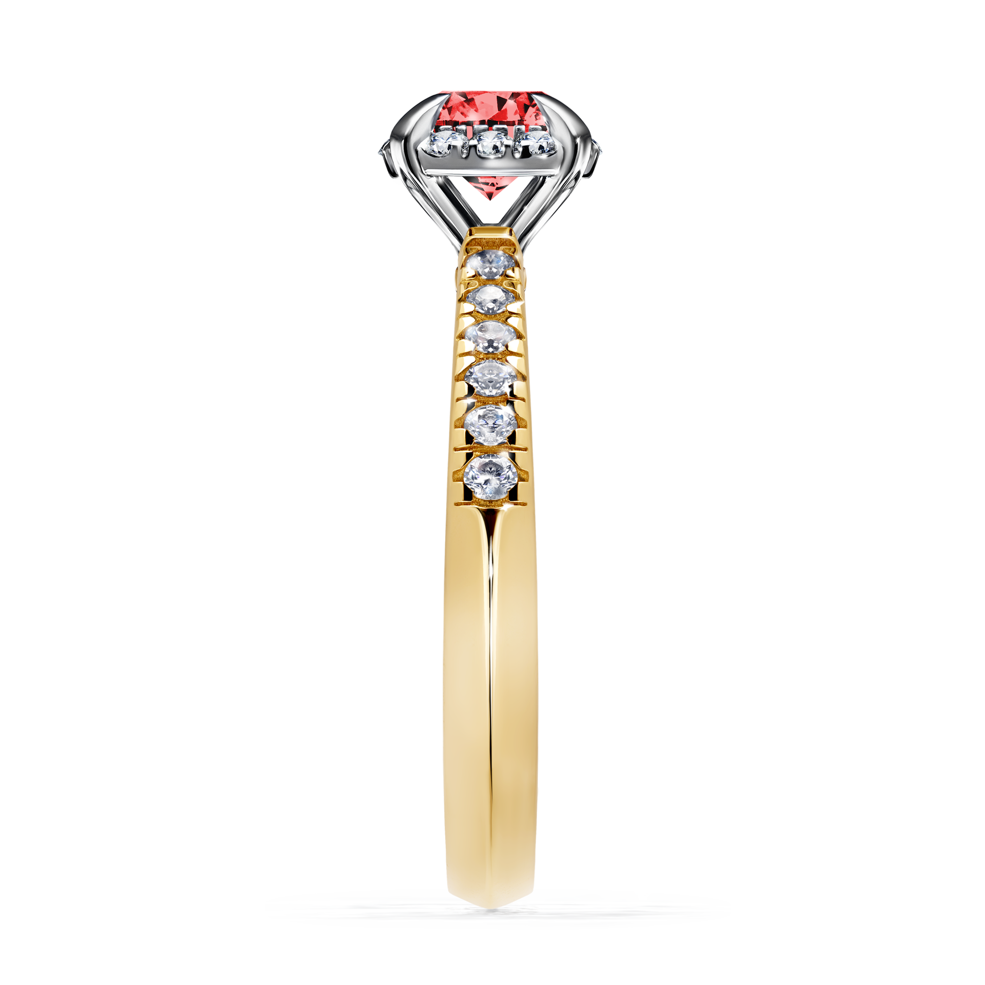 Pierścionek zaręczynowy My Princess z żółtego złota z czerwonym diamentem 0,76CT