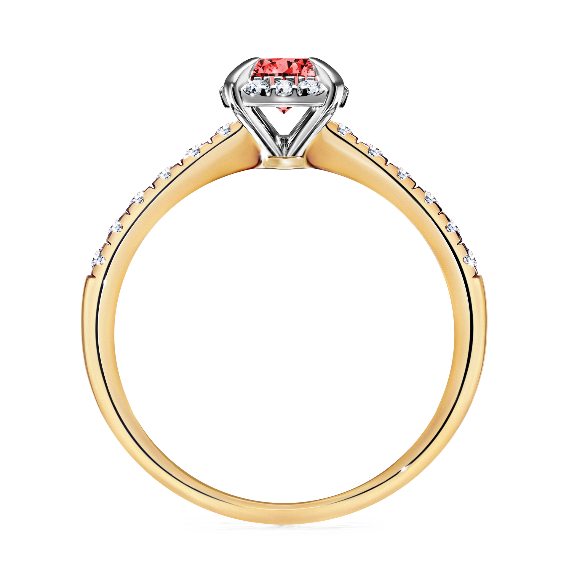 Pierścionek zaręczynowy My Princess z żółtego złota z czerwonym diamentem 0,76CT