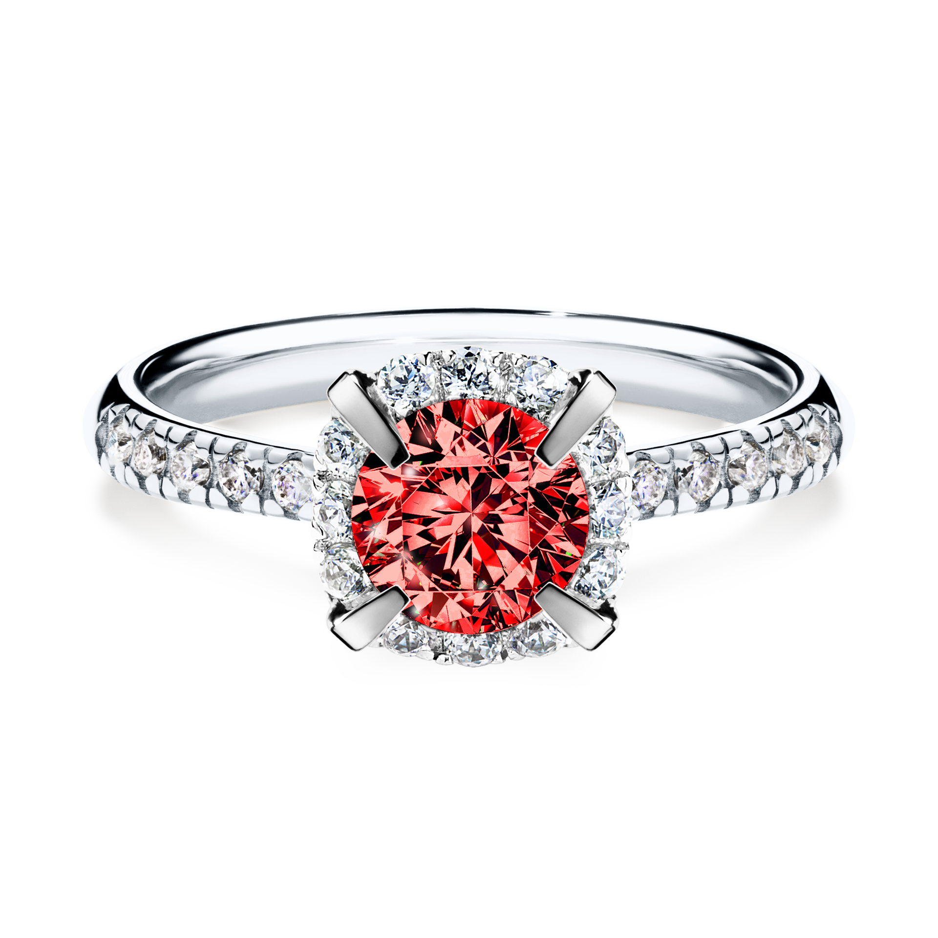 Pierścionek zaręczynowy My Princess z białego złota z czerwonym diamentem 1,18CT