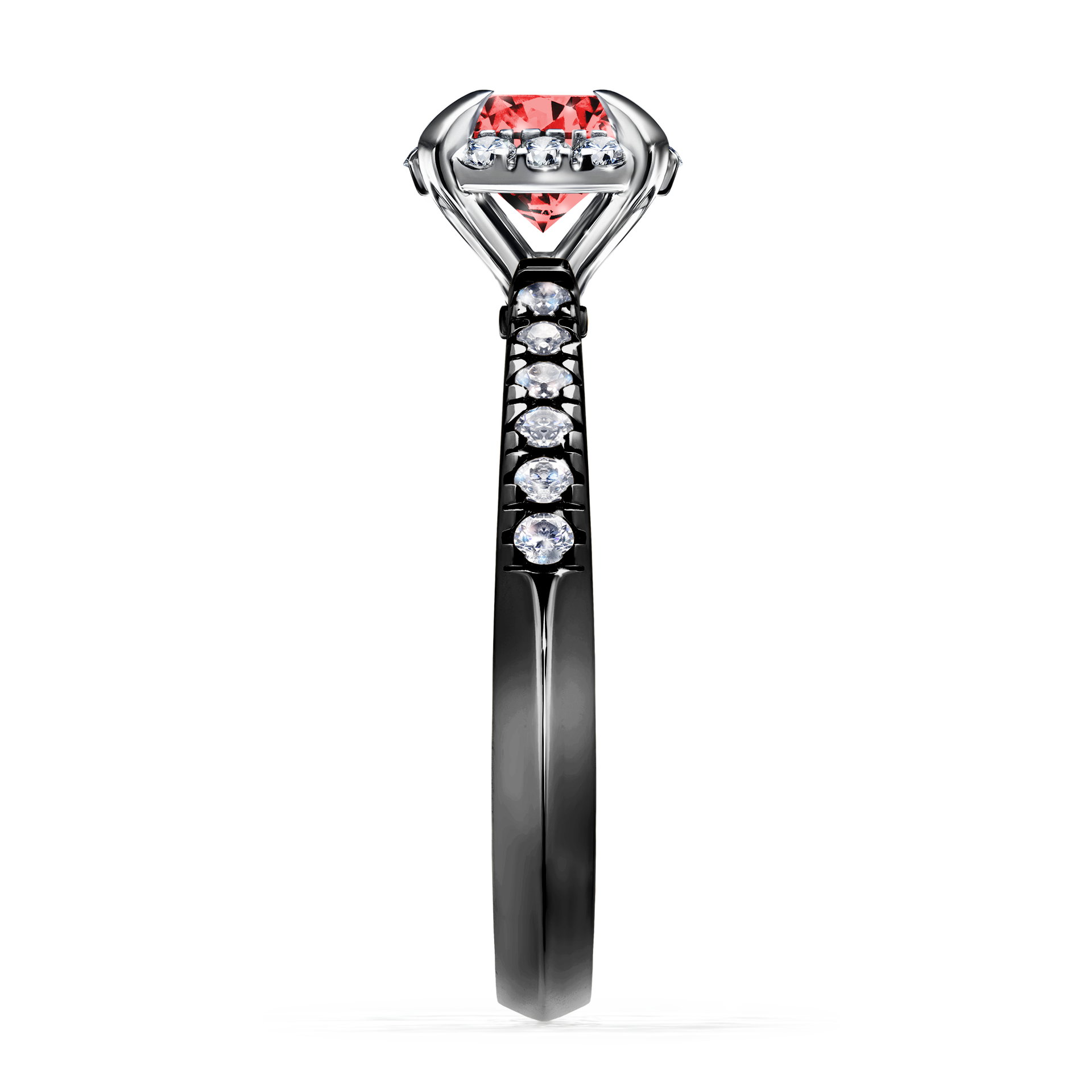 Pierścionek zaręczynowy My Princess z czarnego złota z czerwonym diamentem 1,18CT