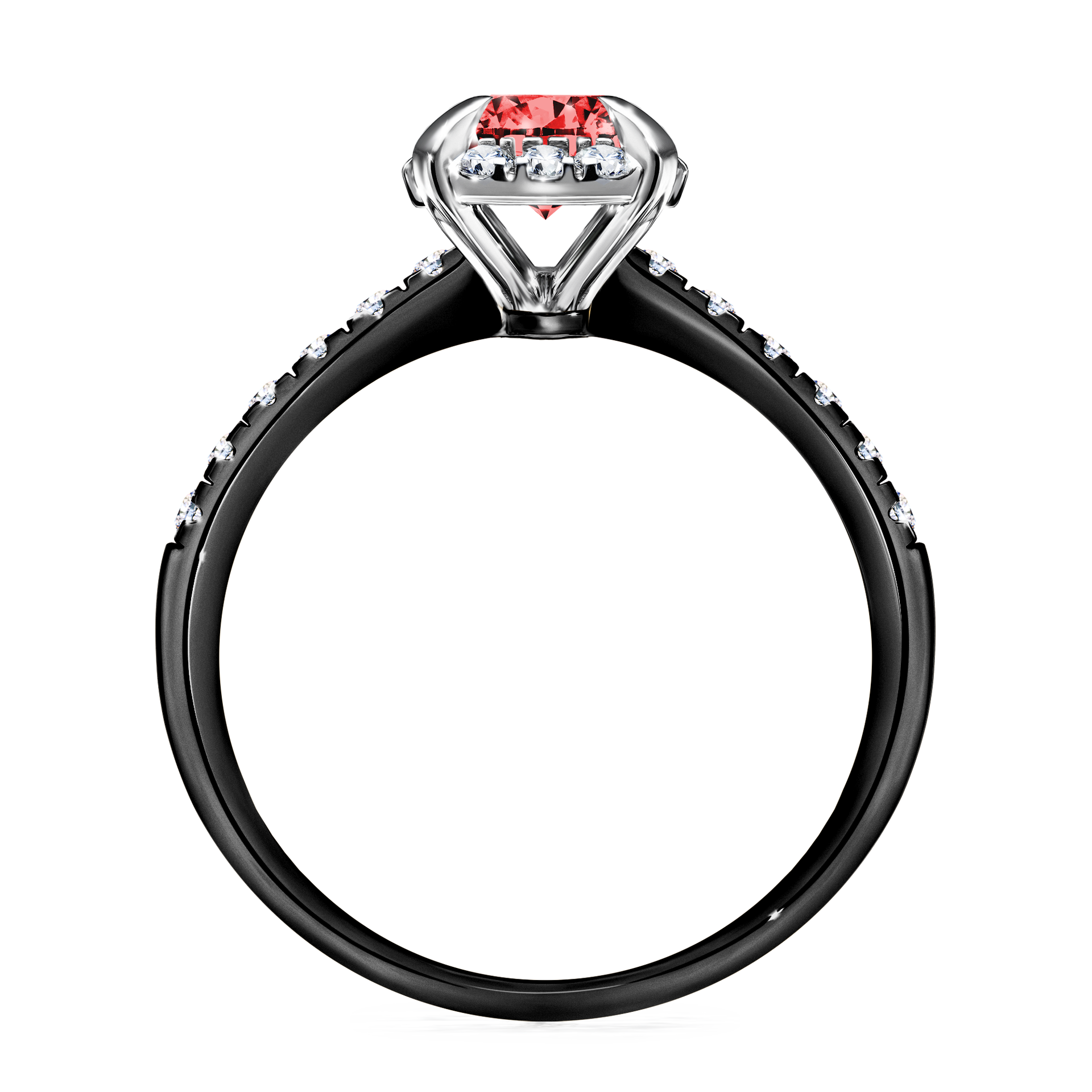 Pierścionek zaręczynowy My Princess z czarnego złota z czerwonym diamentem 1,18CT